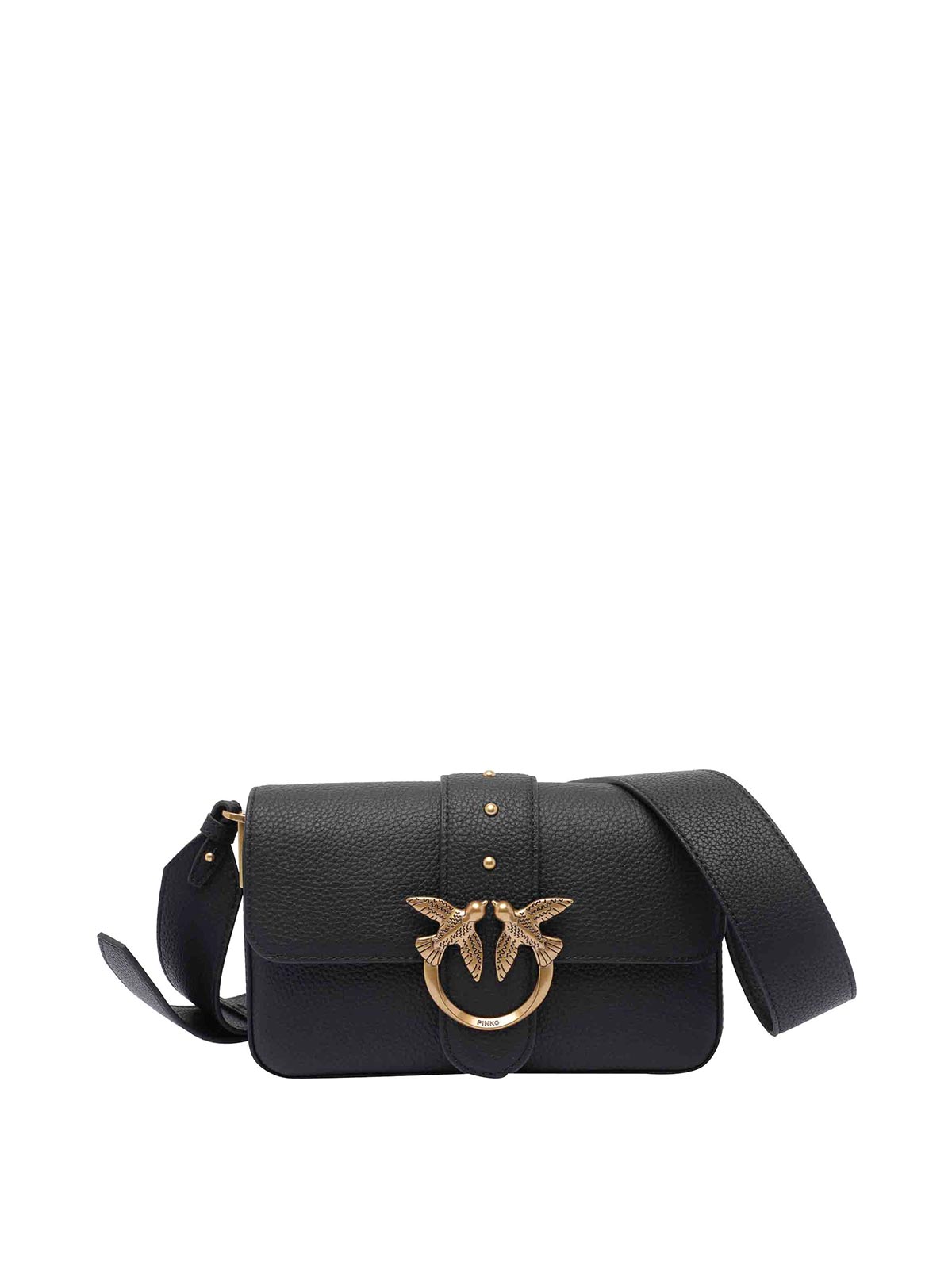 Pinko Mini Love One Slouchy Shoulder Bag In Black