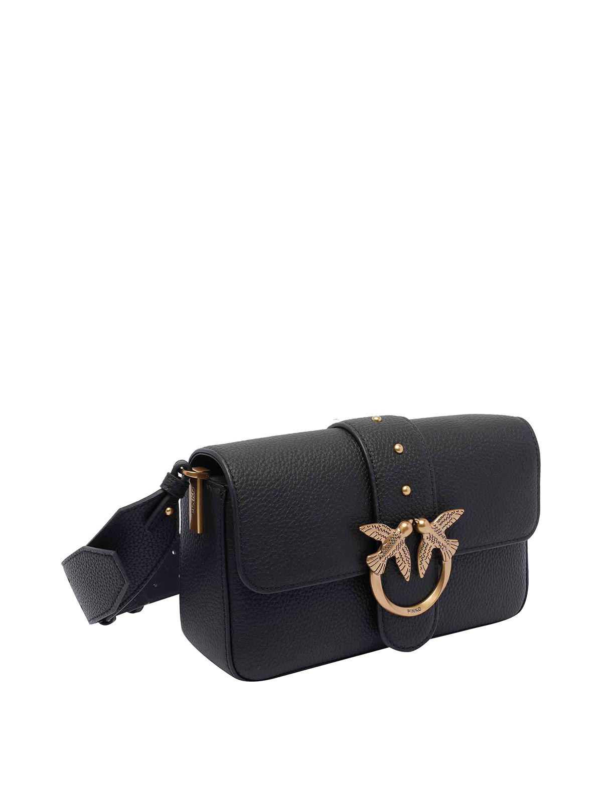 Pinko Mini Love One Slouchy Shoulder Bag In Black