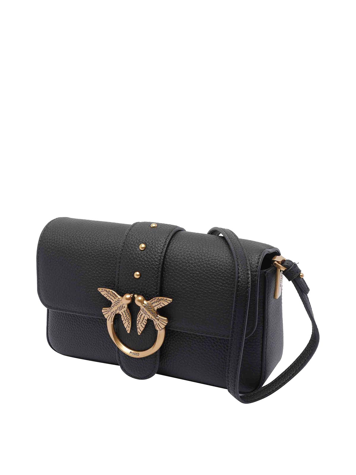 Pinko Mini Love One Slouchy Shoulder Bag In Black