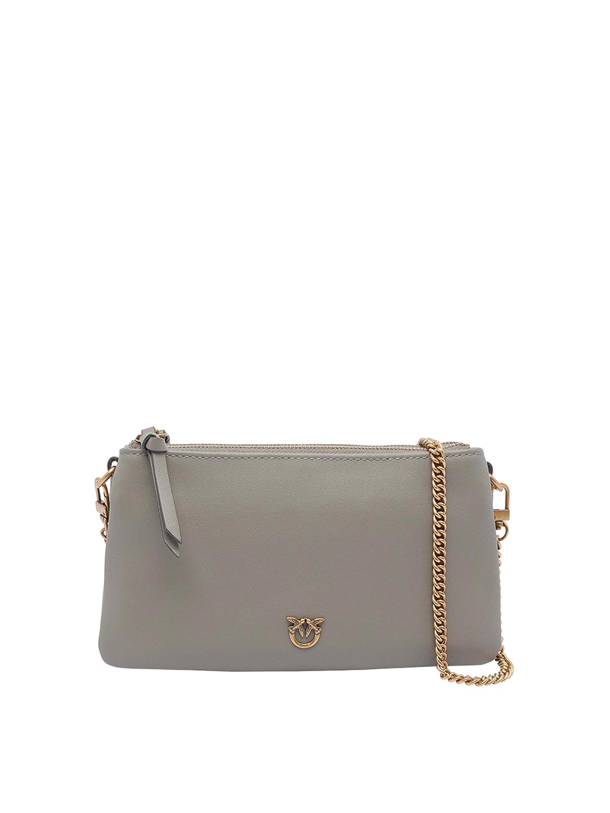 Pinko Mini Love Birds Double Shoulder Bag In Gray
