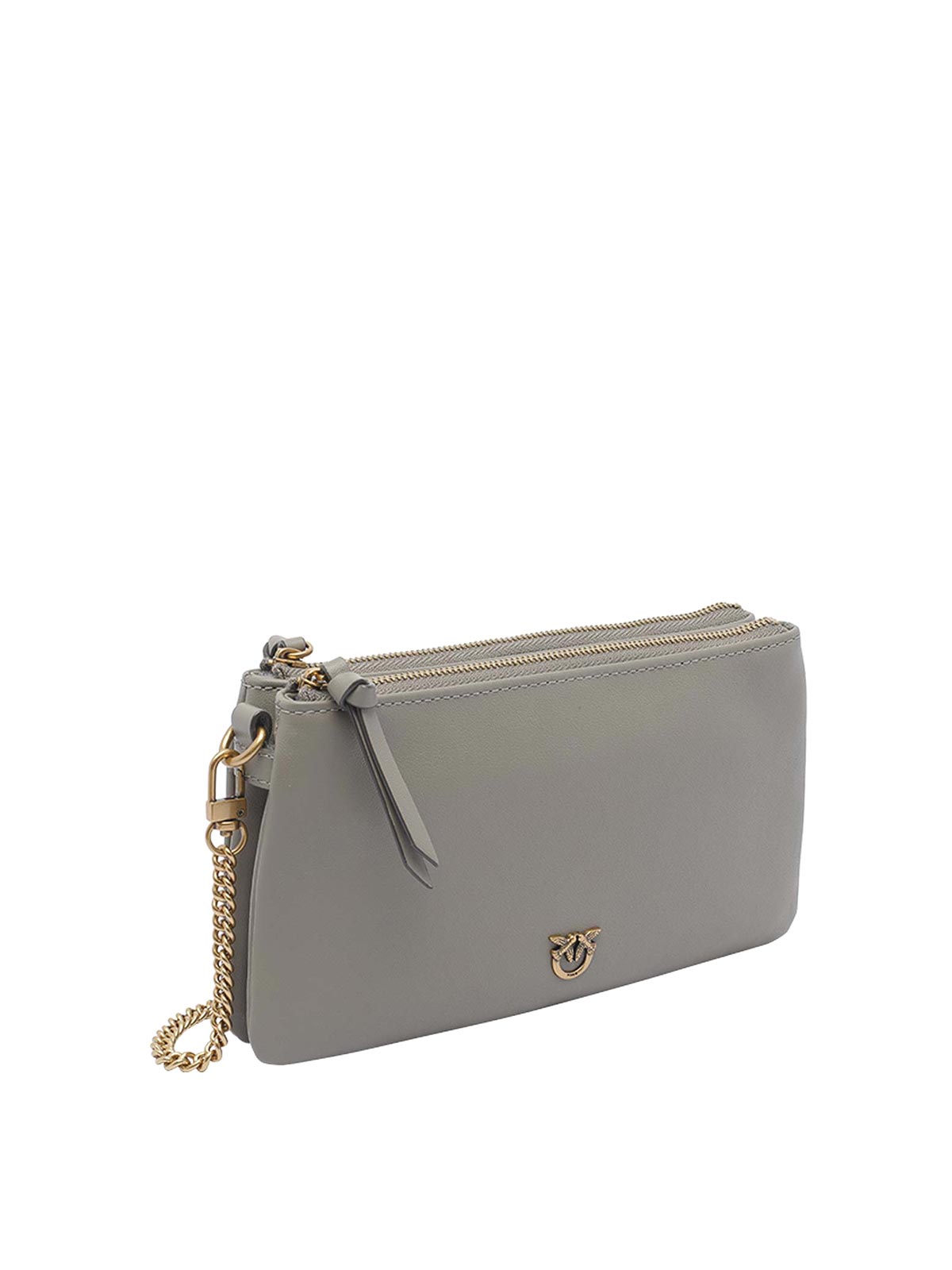 Pinko Mini Love Birds Double Shoulder Bag In Gray