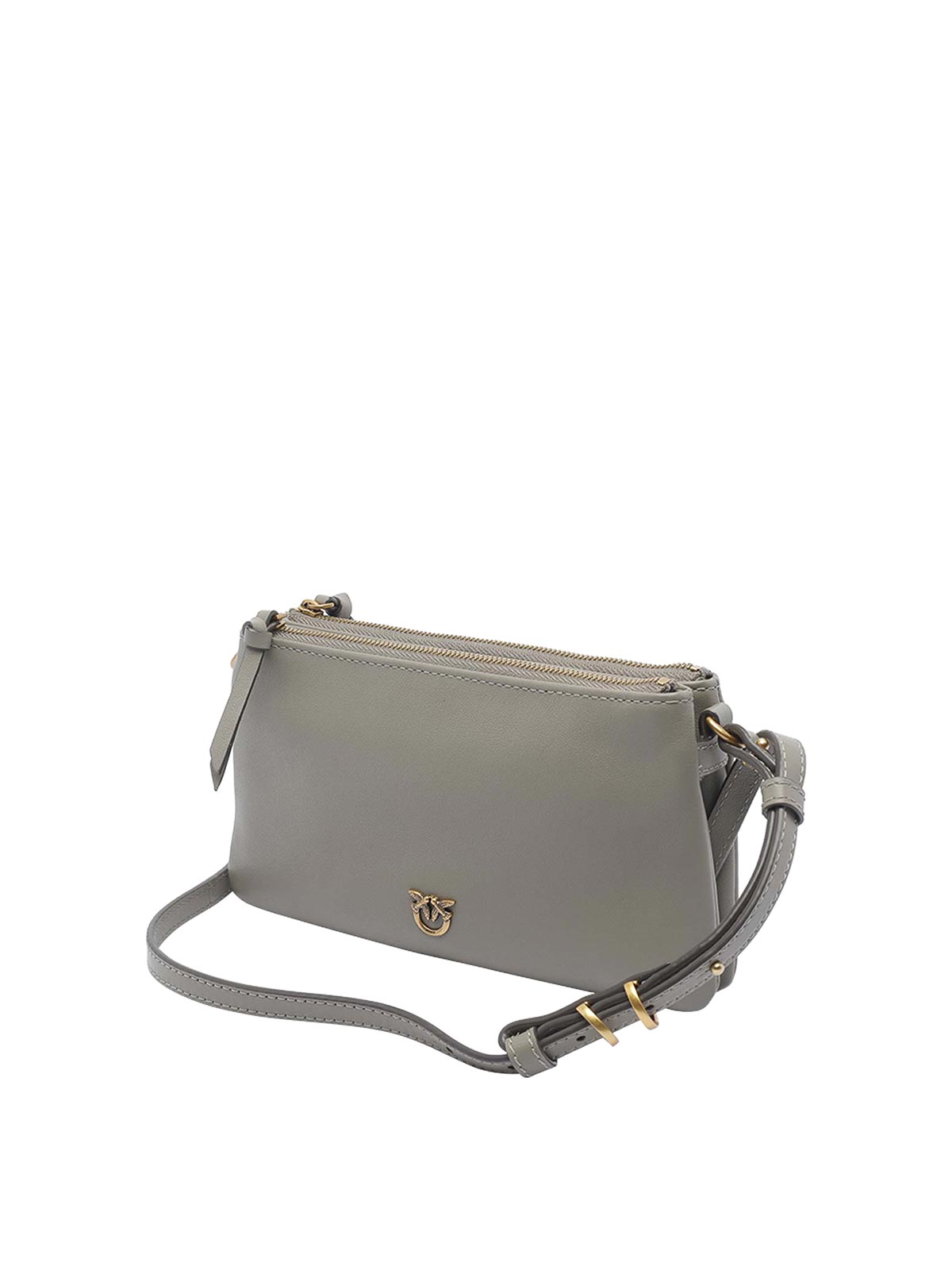 Pinko Mini Love Birds Double Shoulder Bag In Gray