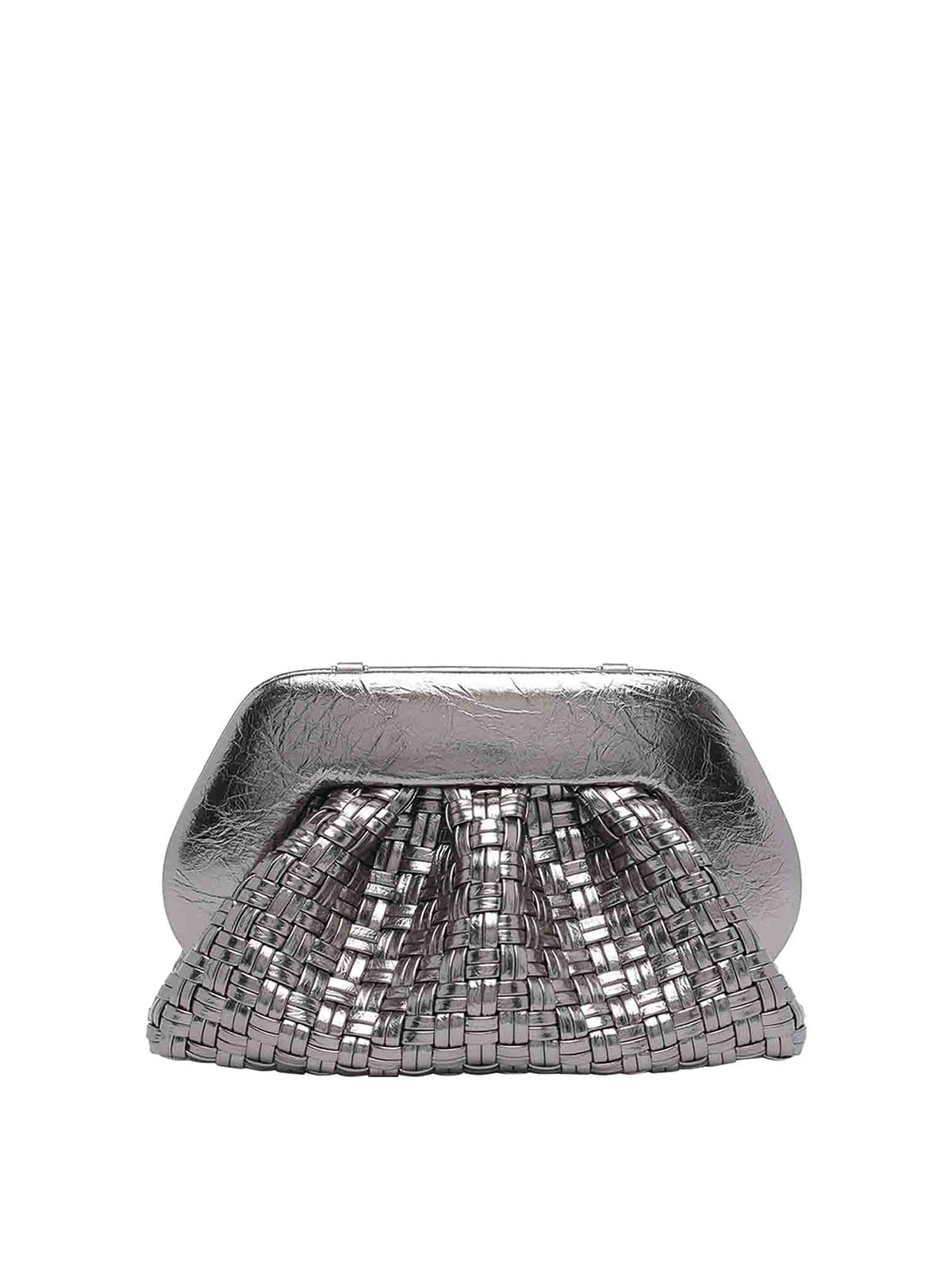 Themoirè Woven Metallic-effect Mini Bag In Silver