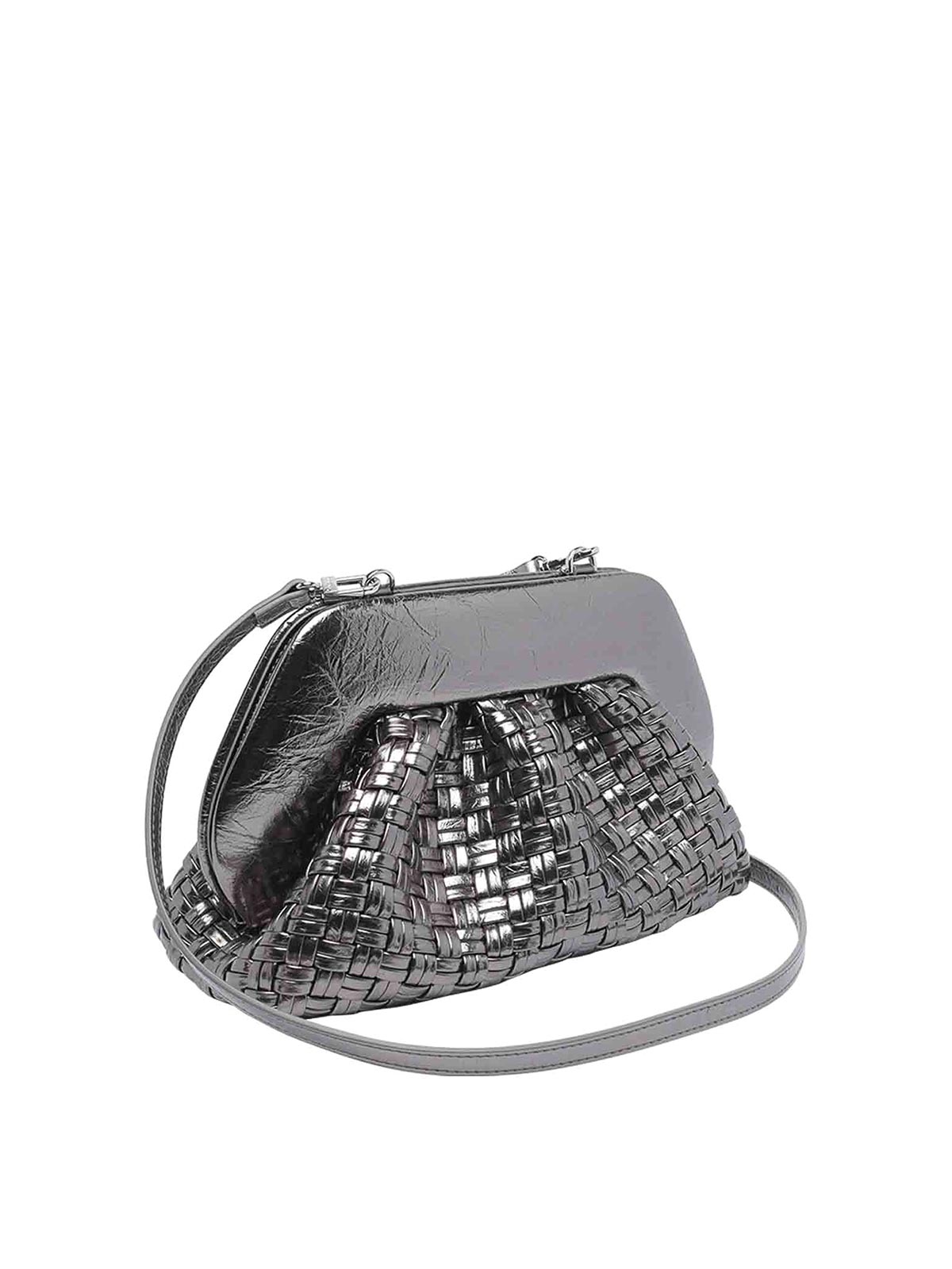 Themoirè Woven Metallic-effect Mini Bag In Silver