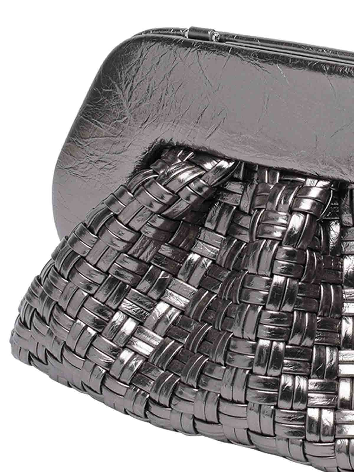 Themoirè Woven Metallic-effect Mini Bag In Silver