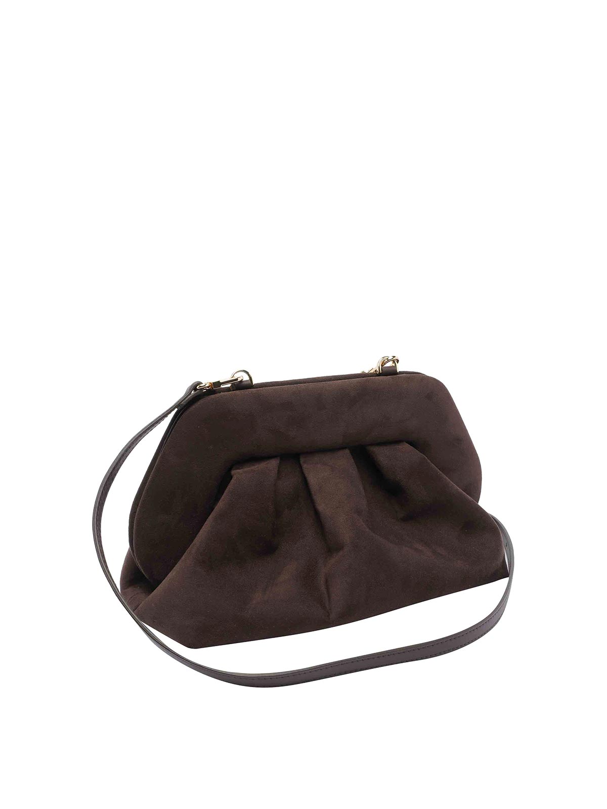 Themoirè Tia Suede Clutch In Brown