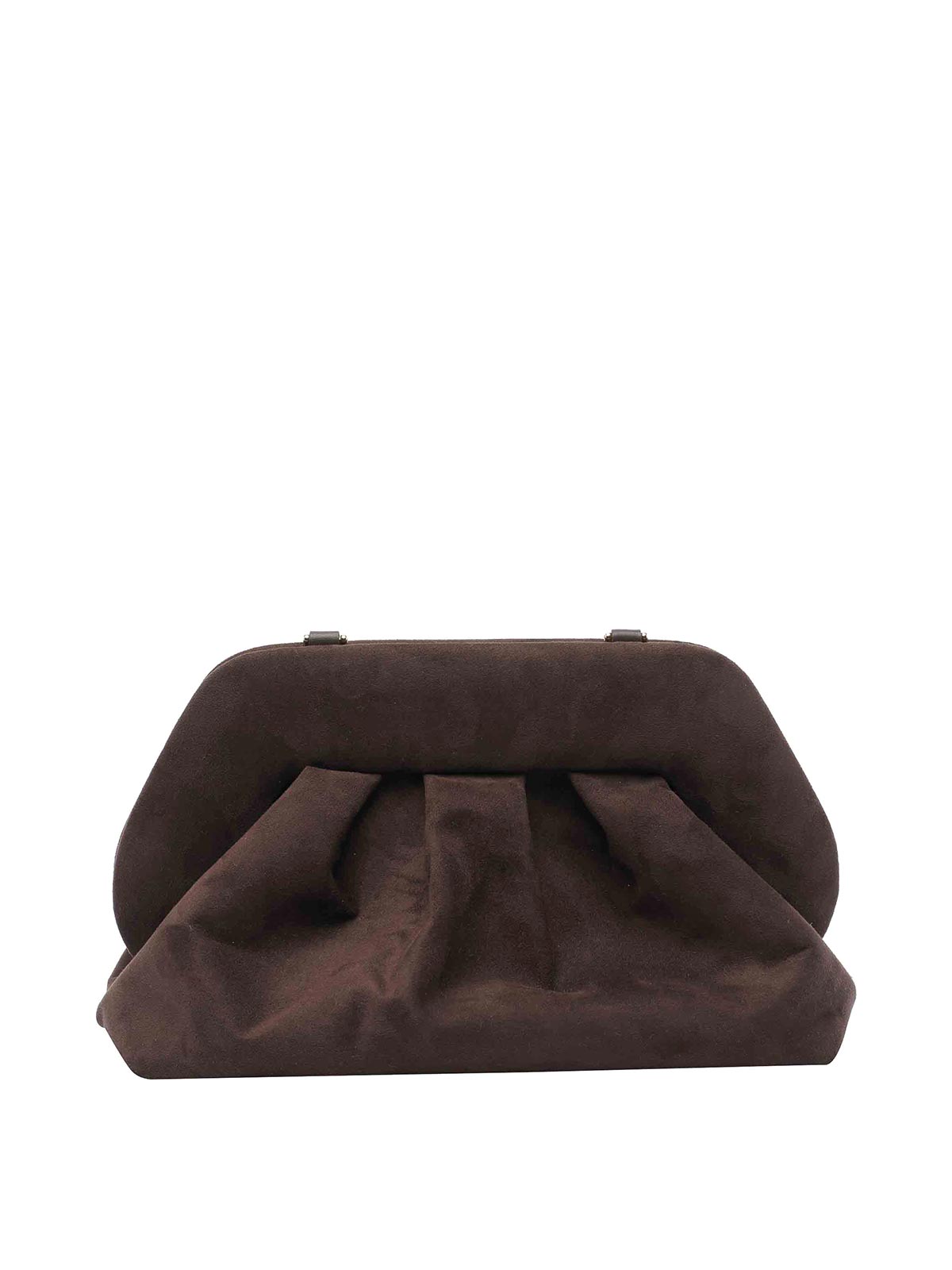 Themoirè Tia Suede Clutch In Brown
