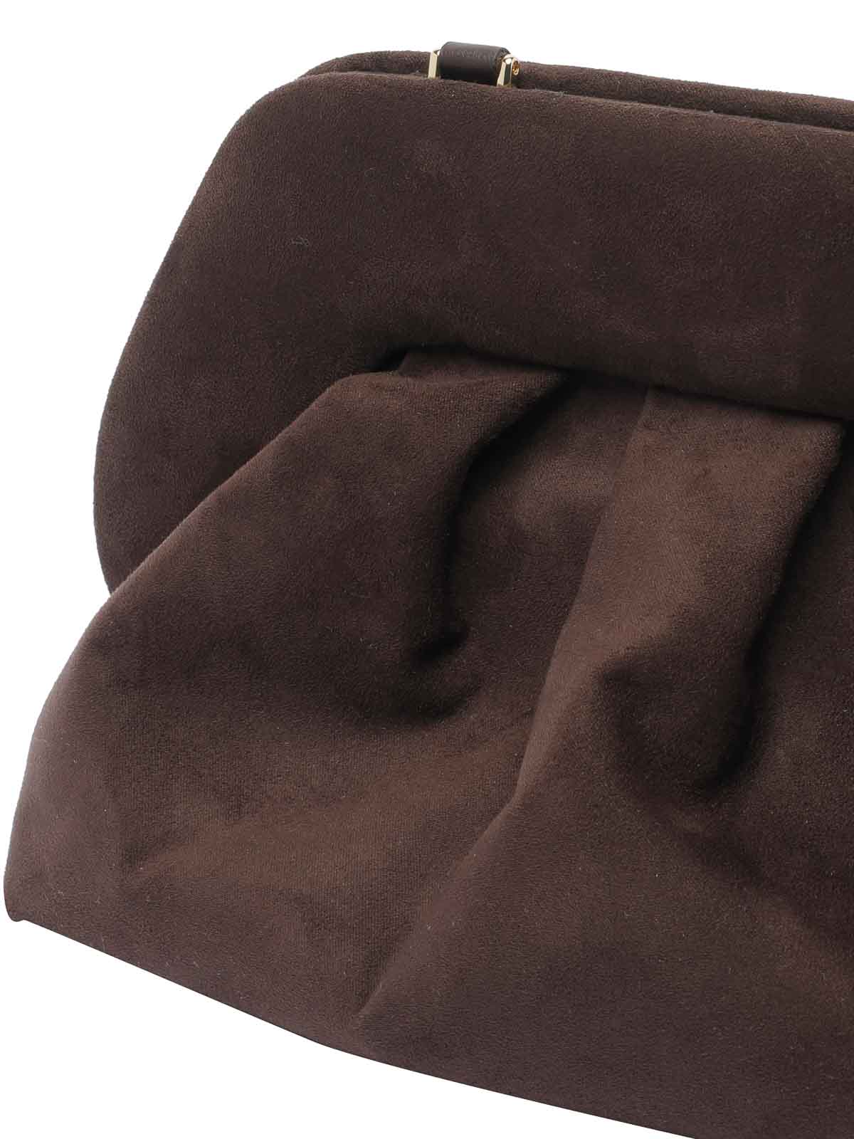 Themoirè Tia Suede Clutch In Brown