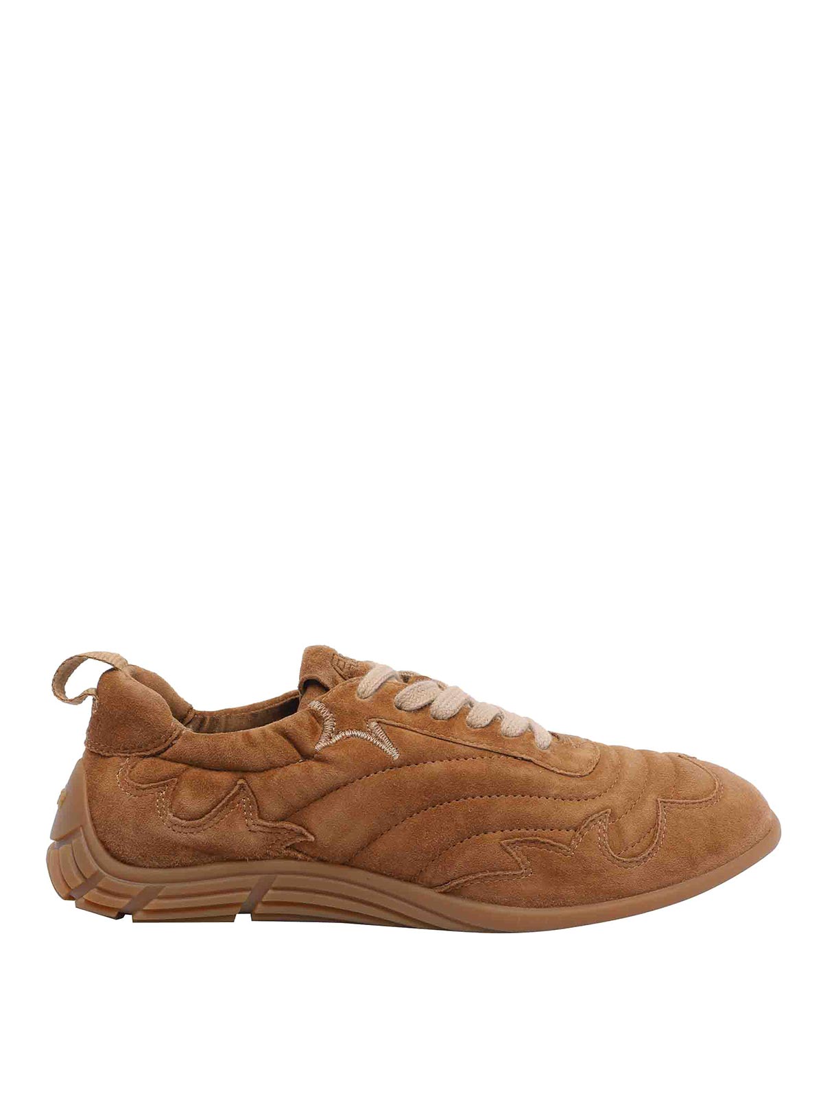 Ash Suede Low Top Sneakers With Round Toe In Nude