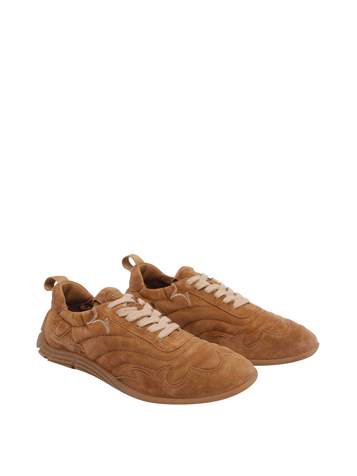 Ash Suede Low Top Sneakers With Round Toe In Nude