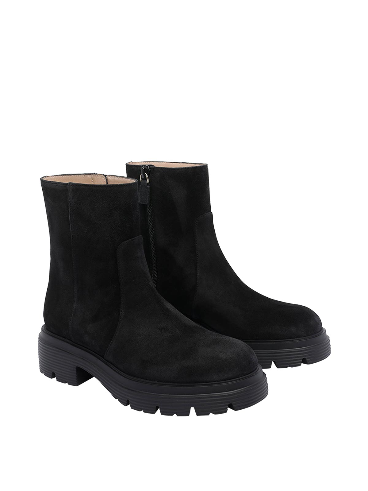 Stuart Weitzman Hudson Lite Suede Zip Ankle Boots In Black