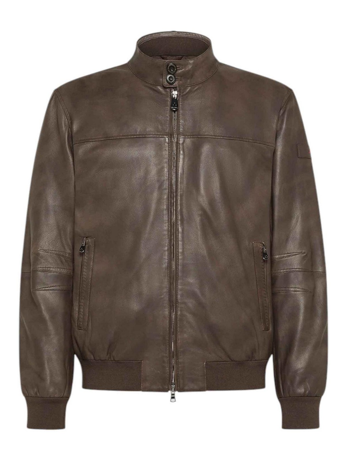 Peuterey Bomber In Pelle Effetto Vintage Marrone In Brown