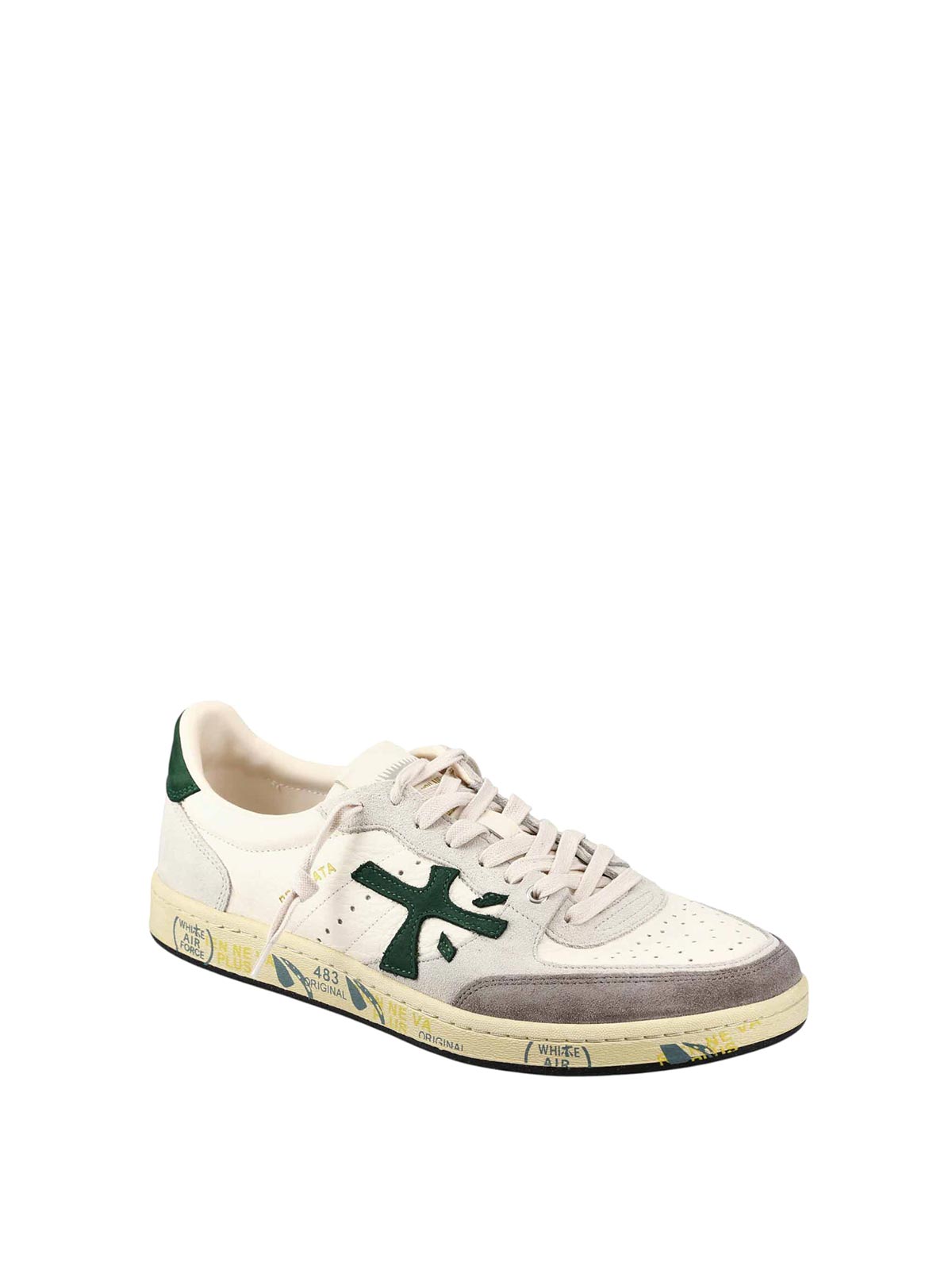 Premiata Low-top Sneakers With Perforated Detailing And Distinctive Logo In White