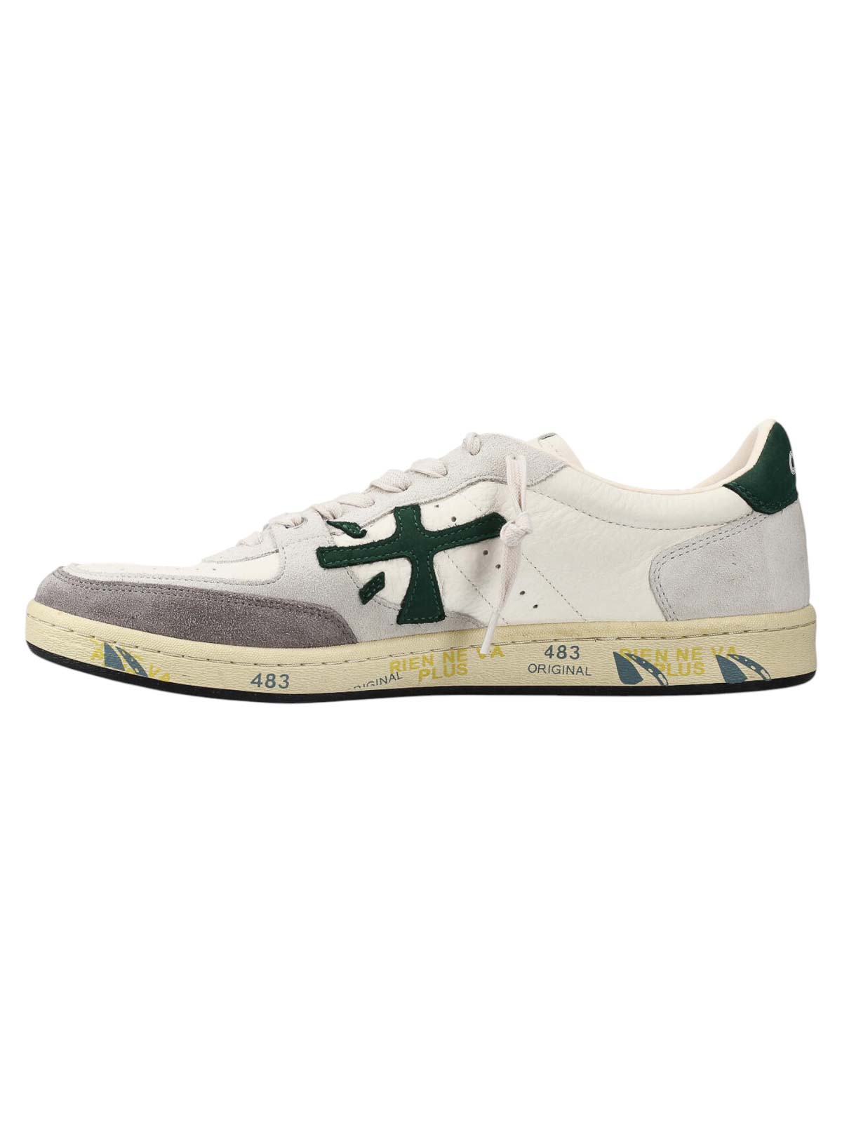 Premiata Low-top Sneakers With Perforated Detailing And Distinctive Logo In White
