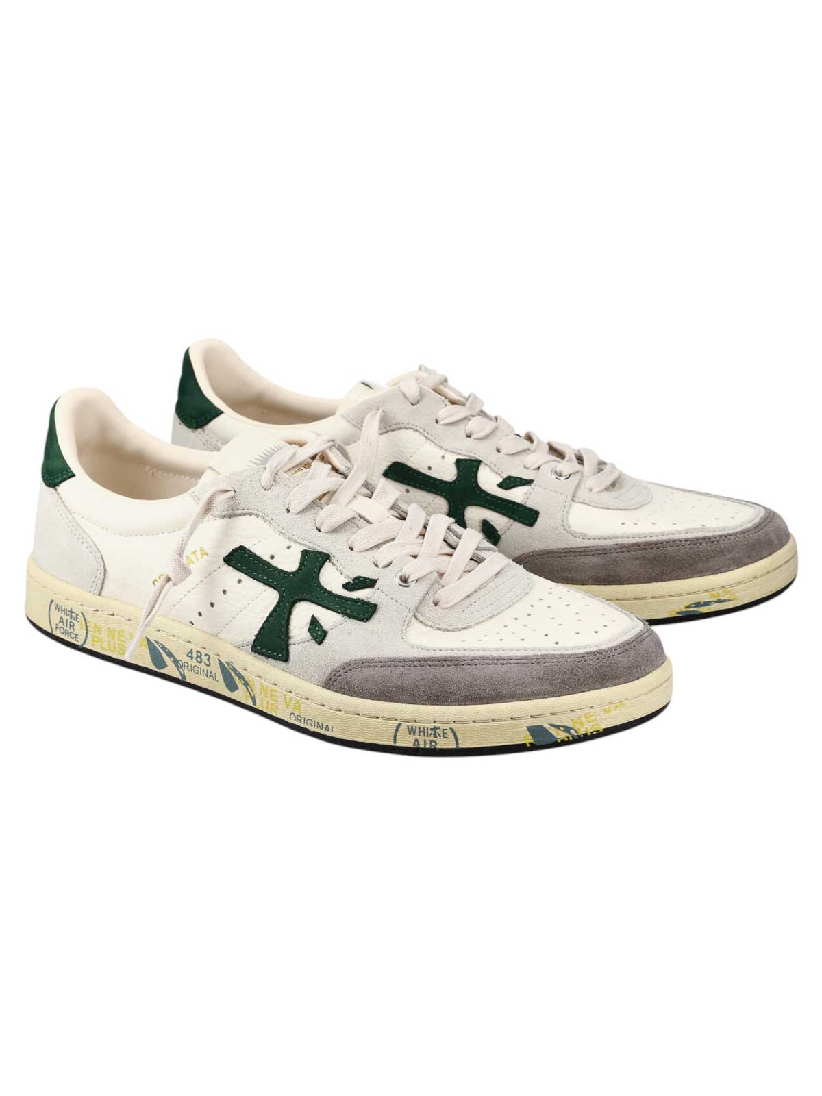 Premiata Low-top Sneakers With Perforated Detailing And Distinctive Logo In White