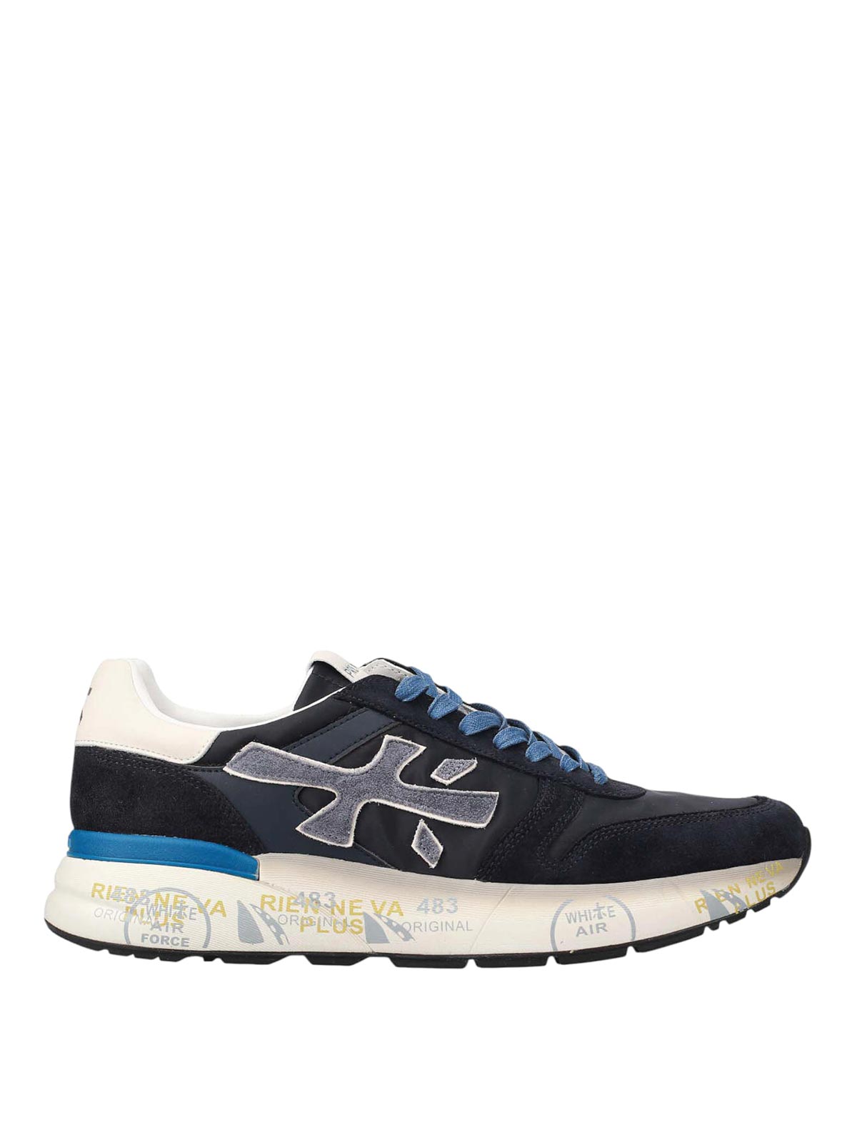 Premiata Casual Lace-up Sneakers Contrasting Sole In Blue