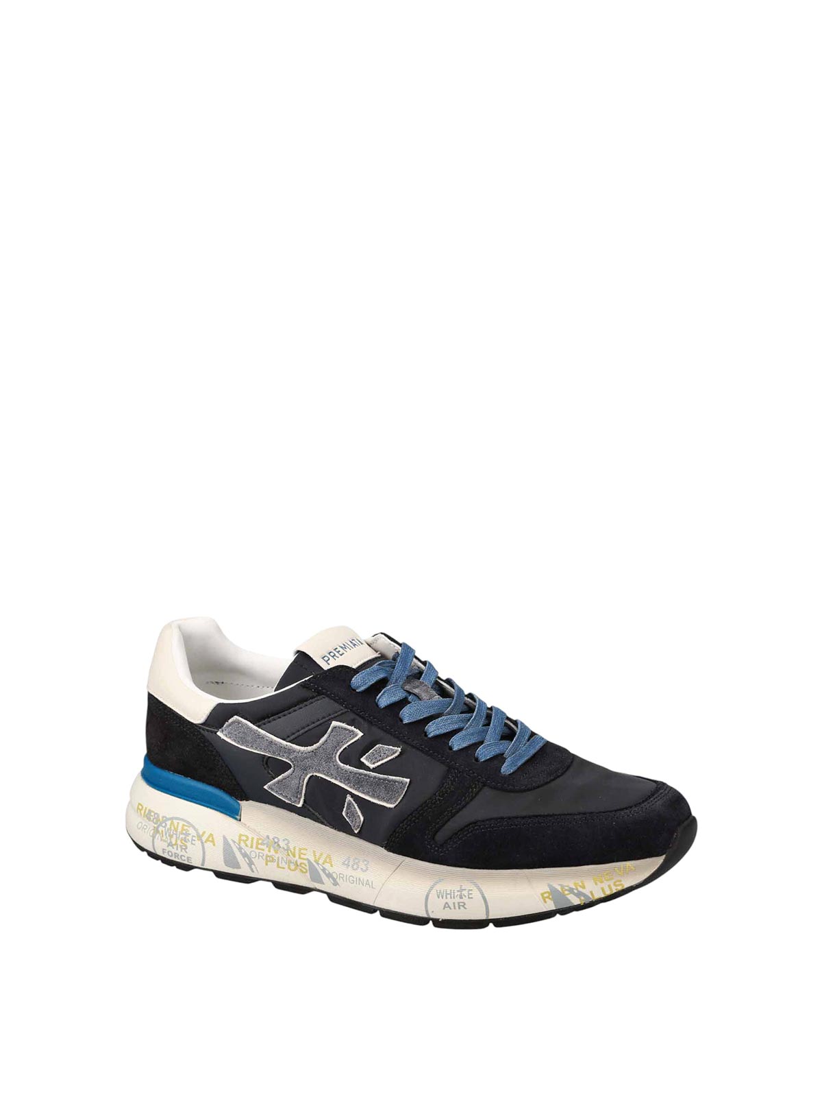 Premiata Casual Lace-up Sneakers Contrasting Sole In Blue