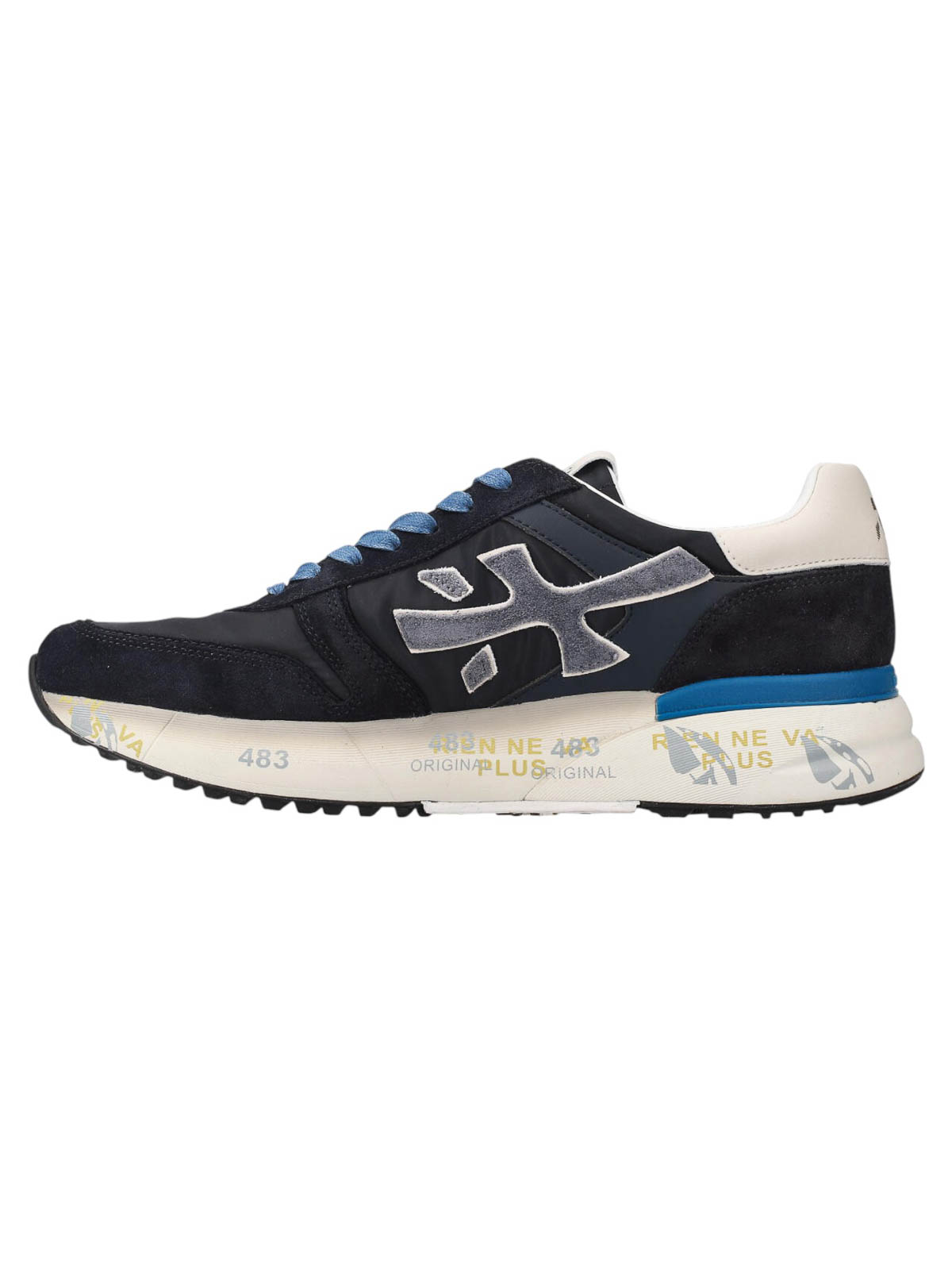 Premiata Casual Lace-up Sneakers Contrasting Sole In Blue