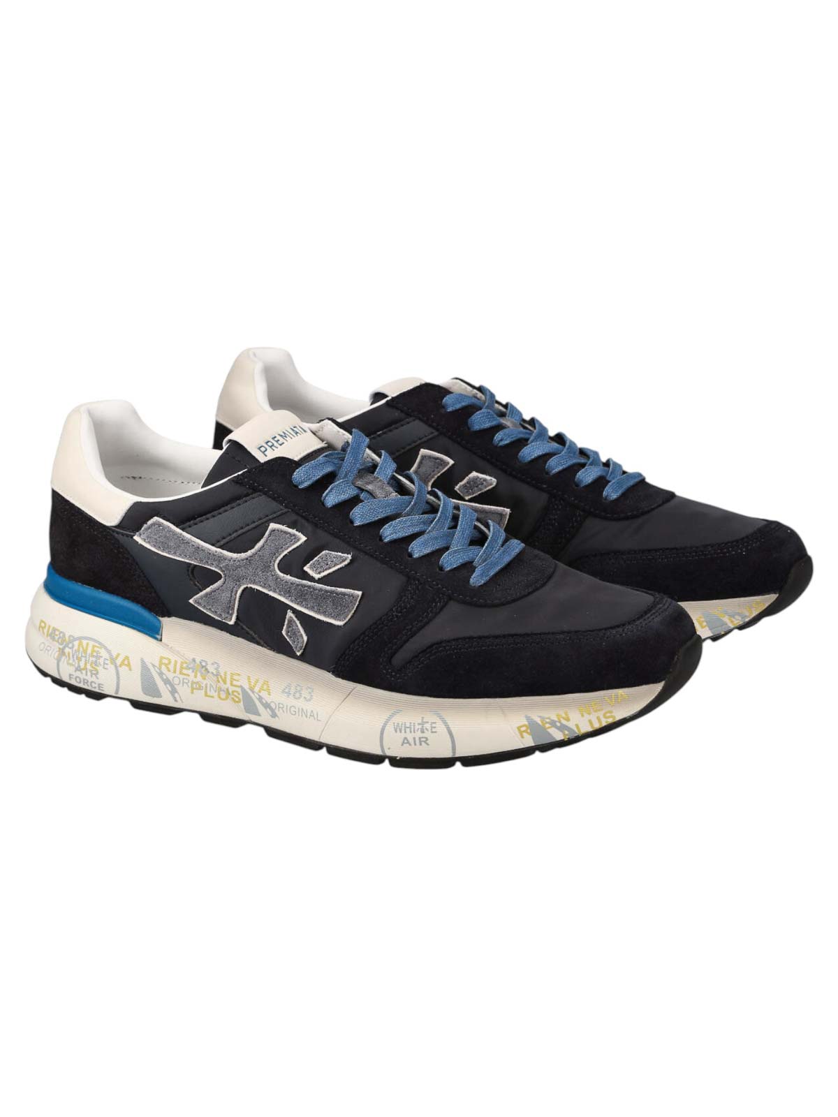 Premiata Casual Lace-up Sneakers Contrasting Sole In Blue