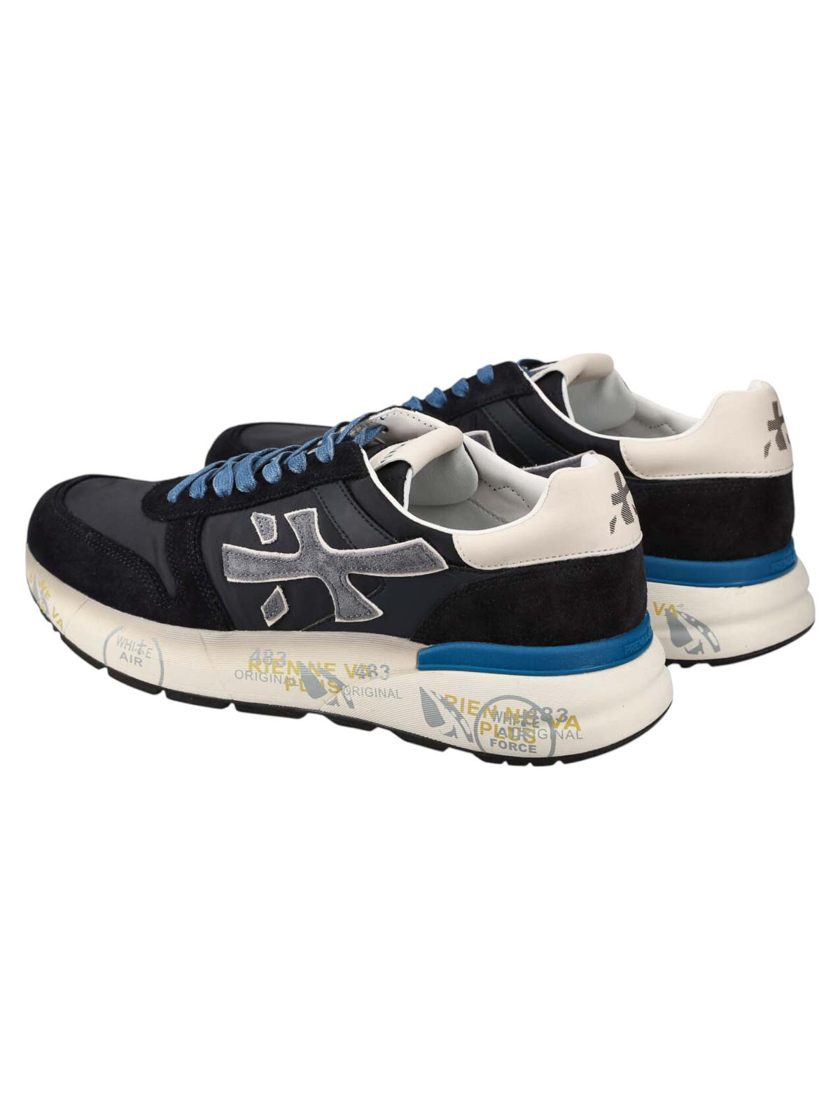 Premiata Casual Lace-up Sneakers Contrasting Sole In Blue