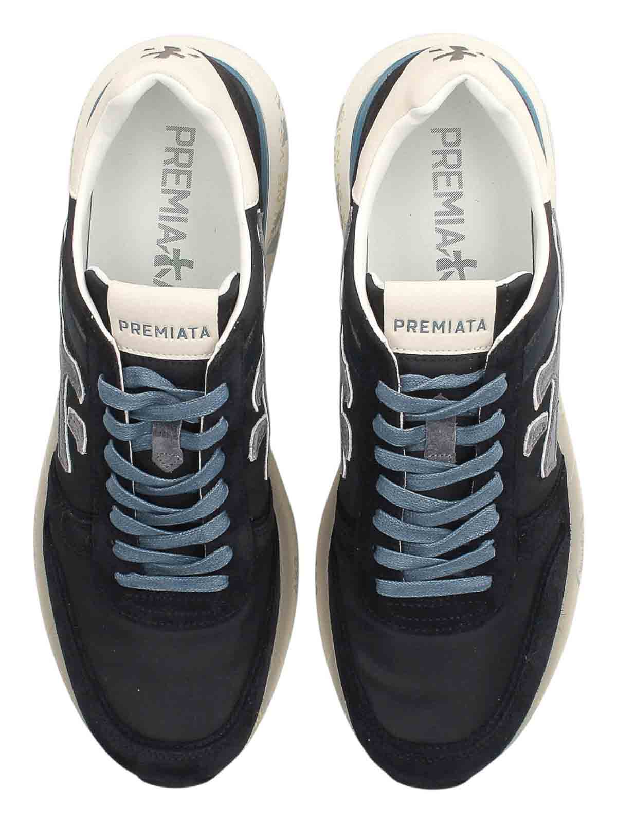 Premiata Casual Lace-up Sneakers Contrasting Sole In Blue