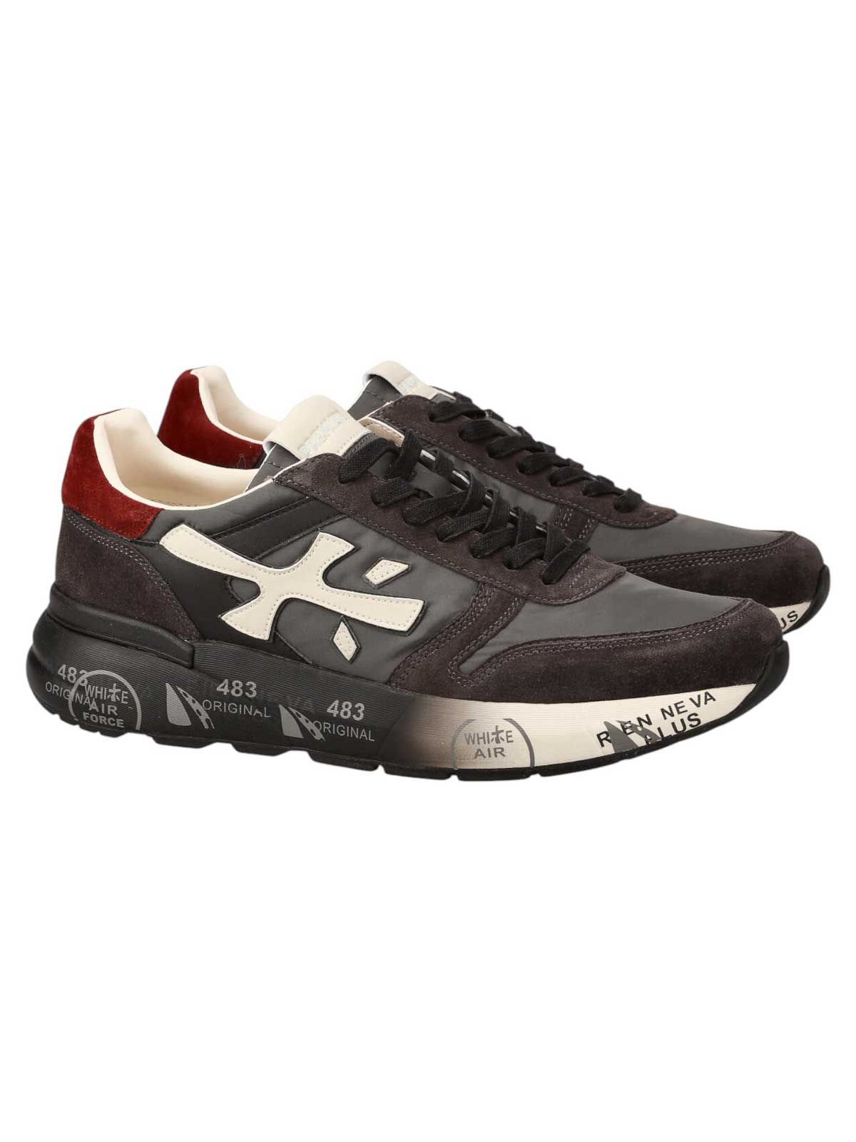 Premiata Casual Low Top Sneakers With Suede Accents In Brown