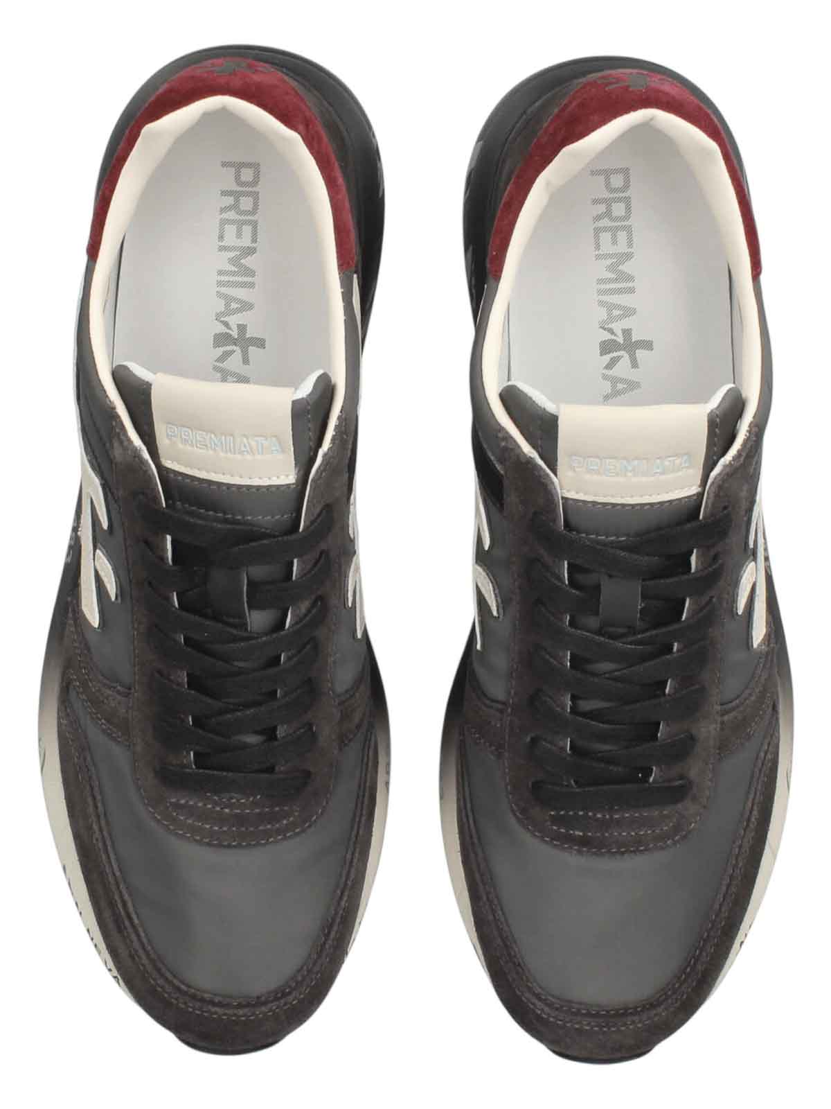 Premiata Casual Low Top Sneakers With Suede Accents In Brown