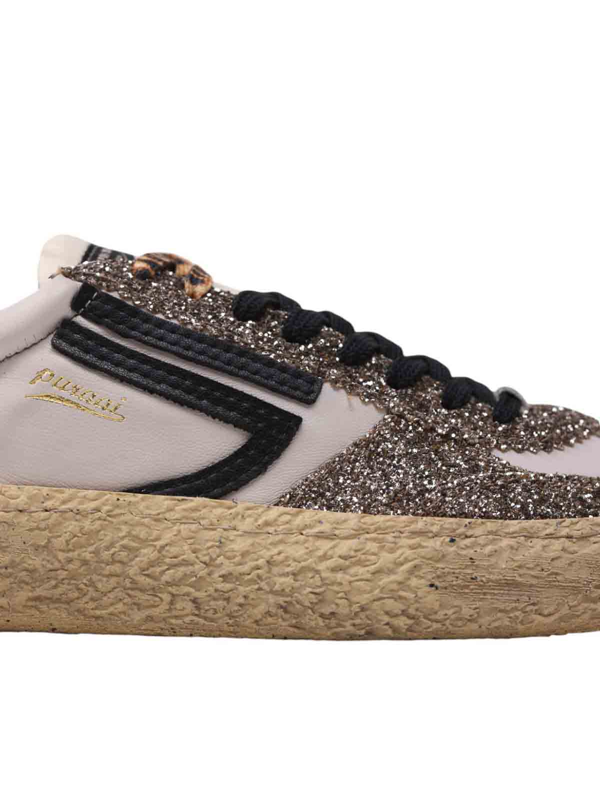 Puraai Glitter-panel Sneakers In Gray