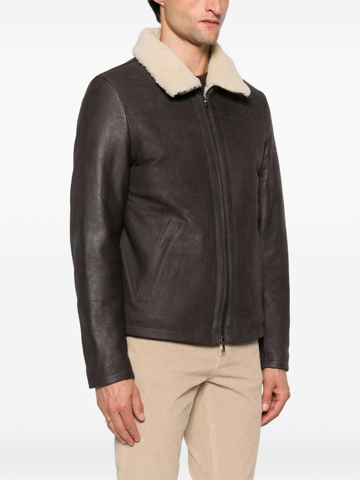 Barba Napoli Rich Brown Sheepskin Jacket In Brown