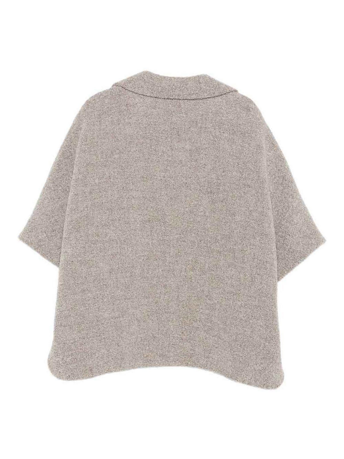 Cinzia Rocca Boxy Grey Cape Coat With Double-breasted Front In Gray