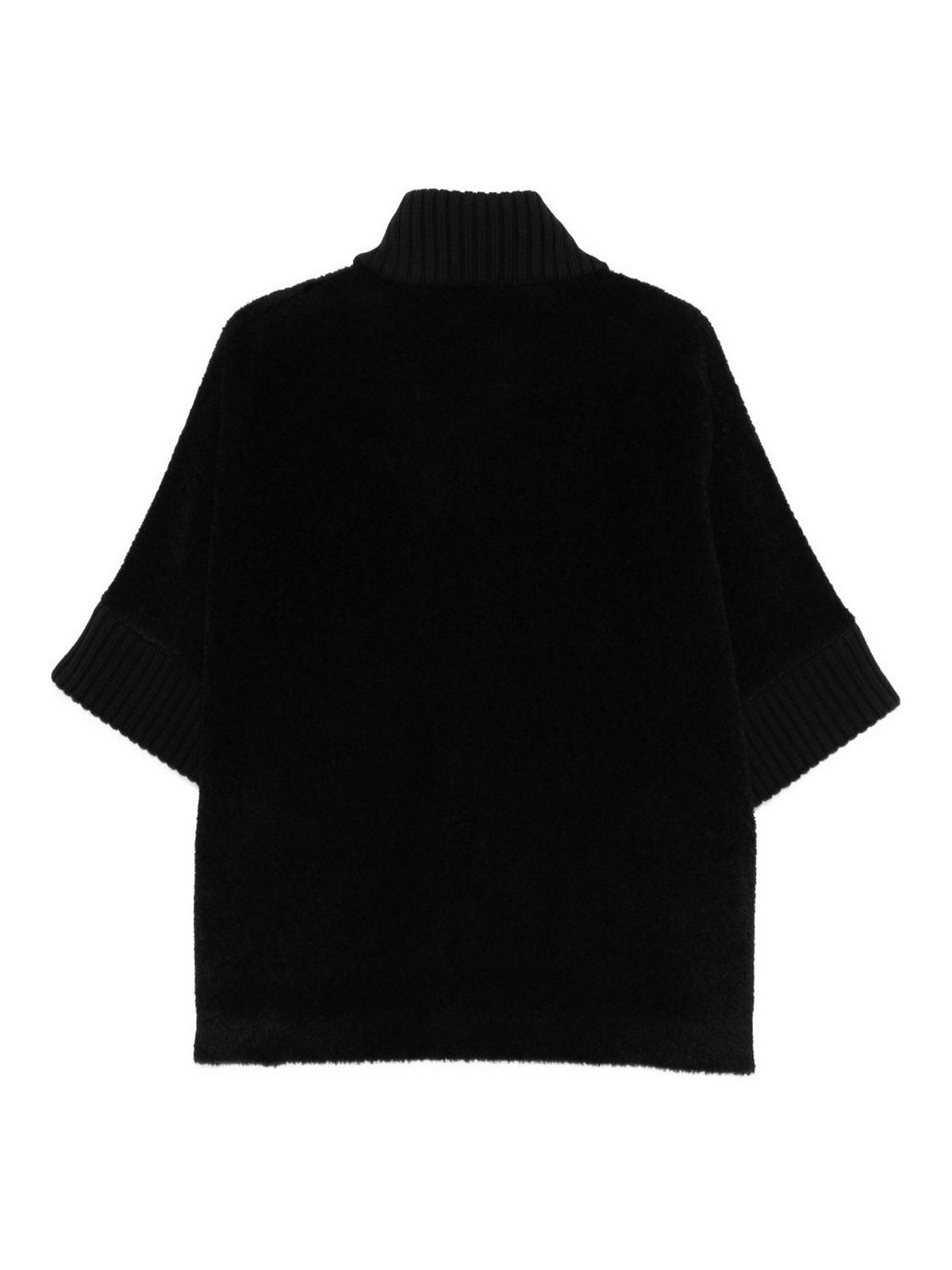 Cinzia Rocca Short-sleeve Zip-front Cardigan In Black