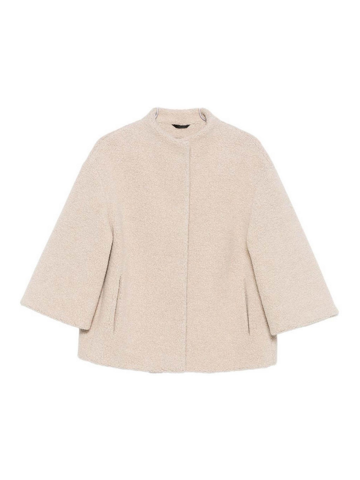 Cinzia Rocca Boxy Beige Jacket With Three-quarter Sleeves In Neutral