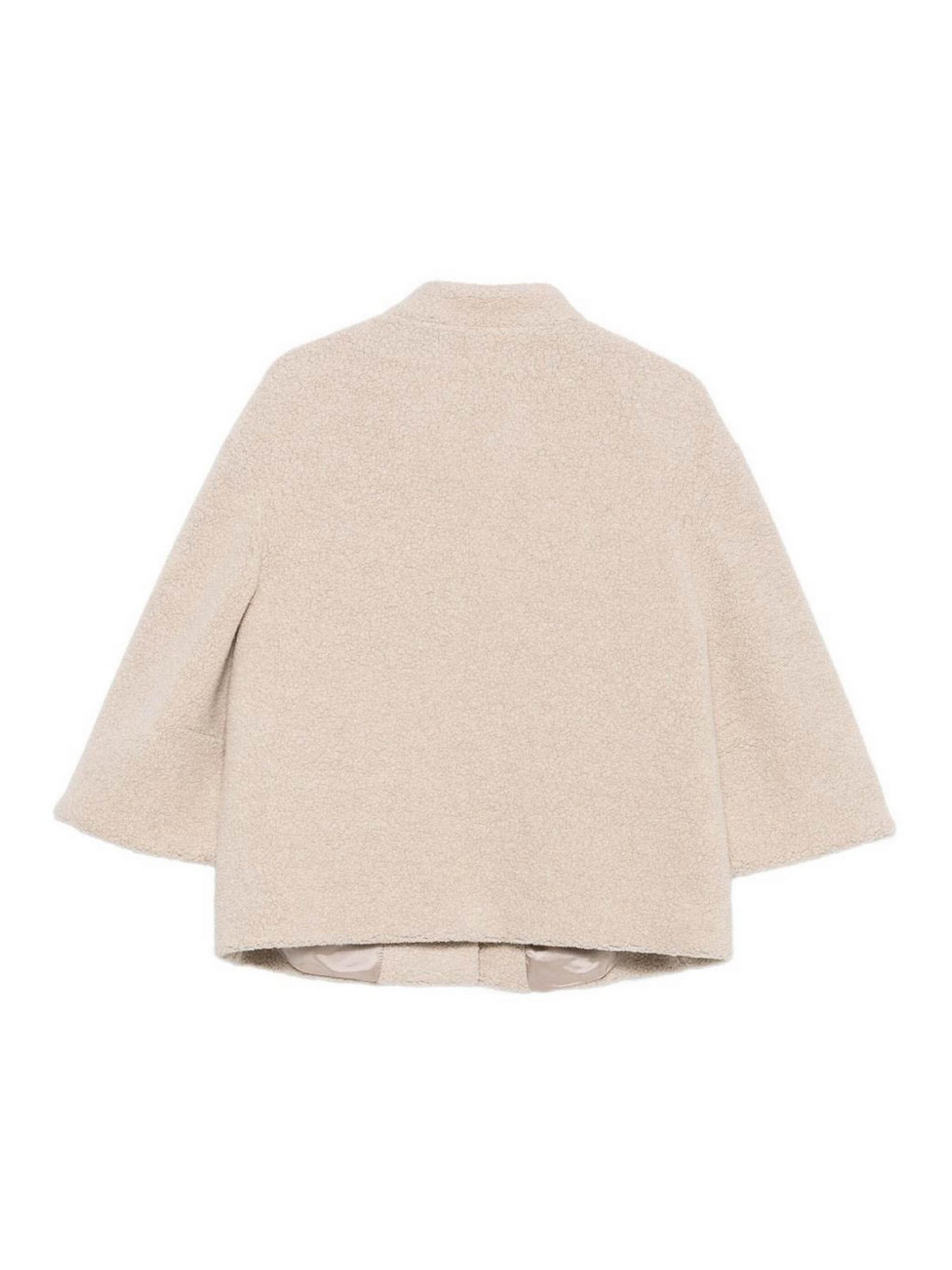 Cinzia Rocca Boxy Beige Jacket With Three-quarter Sleeves In Neutral