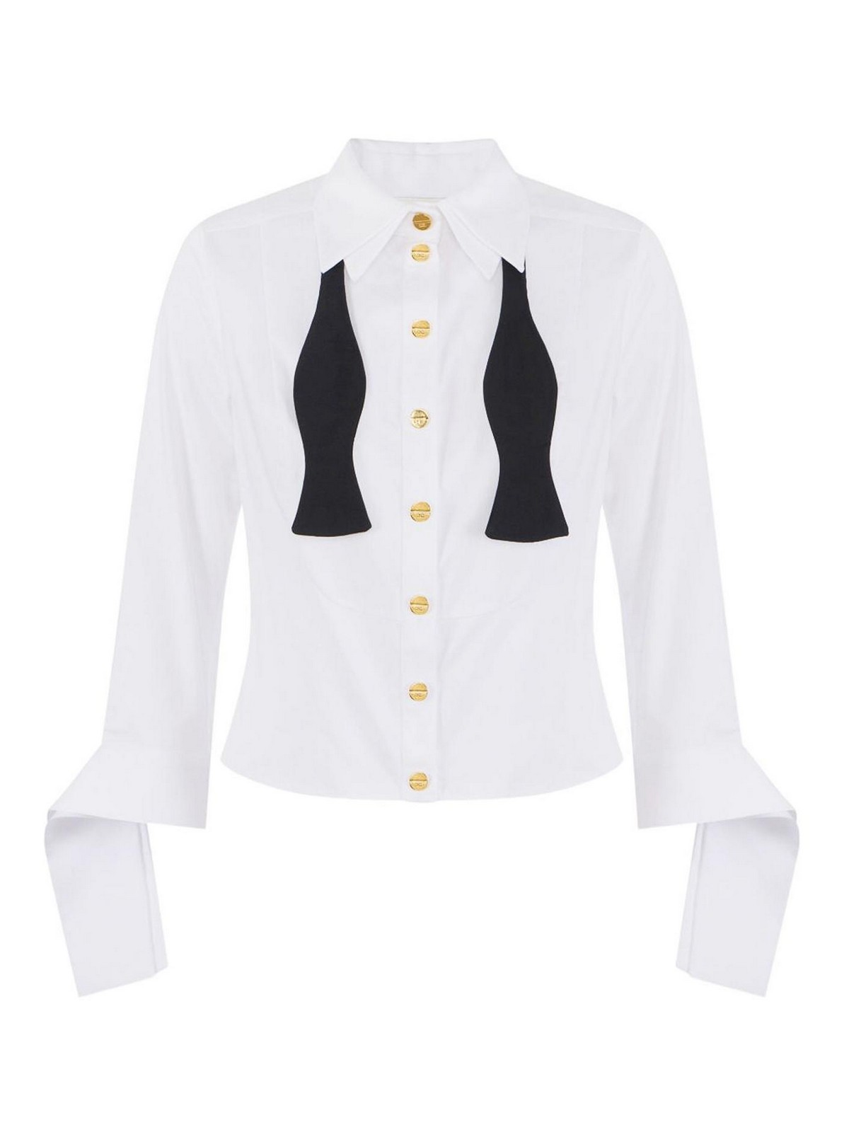 Elisabetta Franchi Cropped Top With Long Cuffs And Buttons In Multi