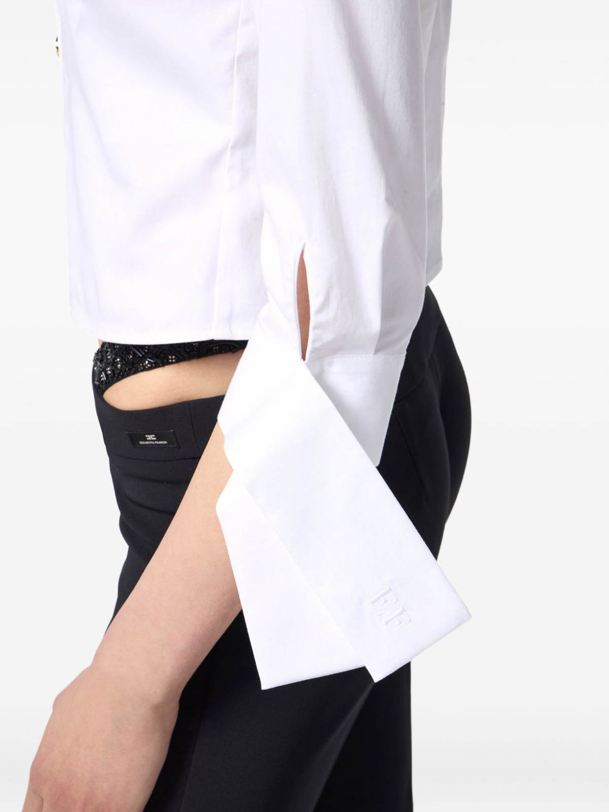 Elisabetta Franchi Cropped Top With Long Cuffs And Buttons In Multi