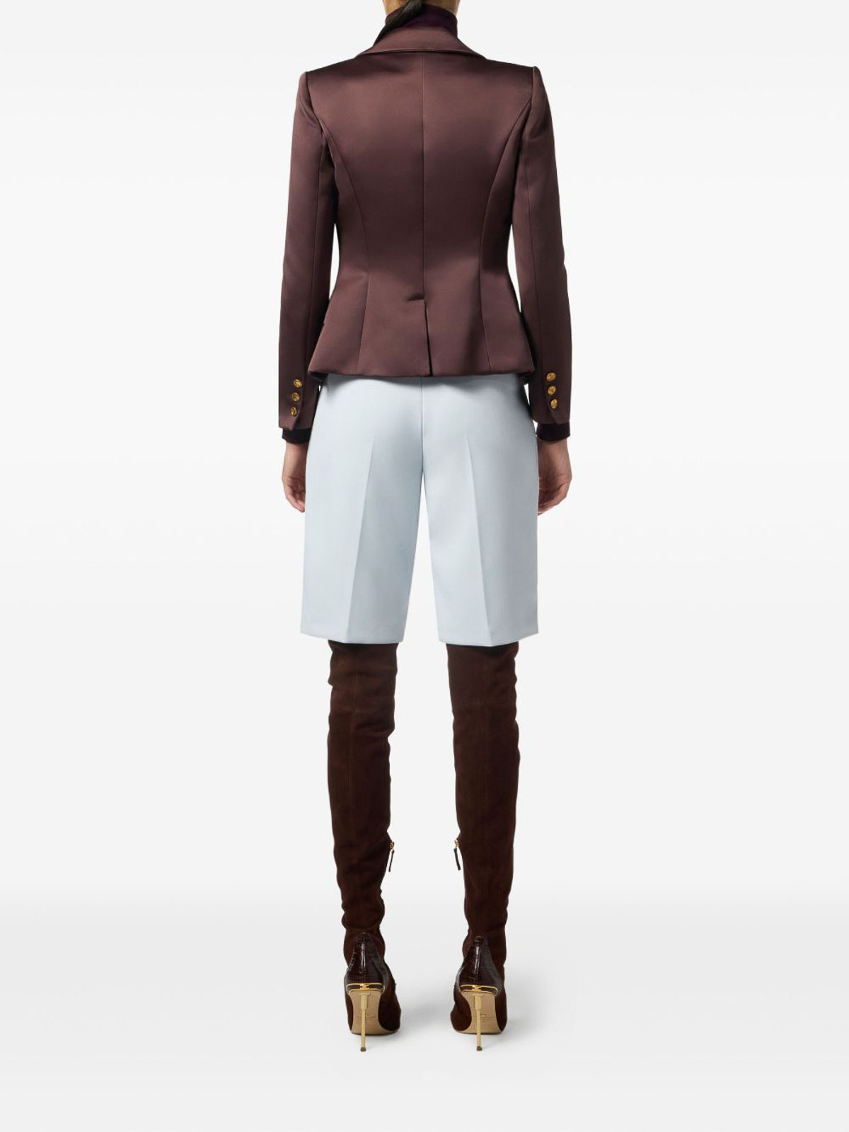 Elisabetta Franchi Double-breasted Tailored Jacket With Gold-tone Buttons In Burgundy