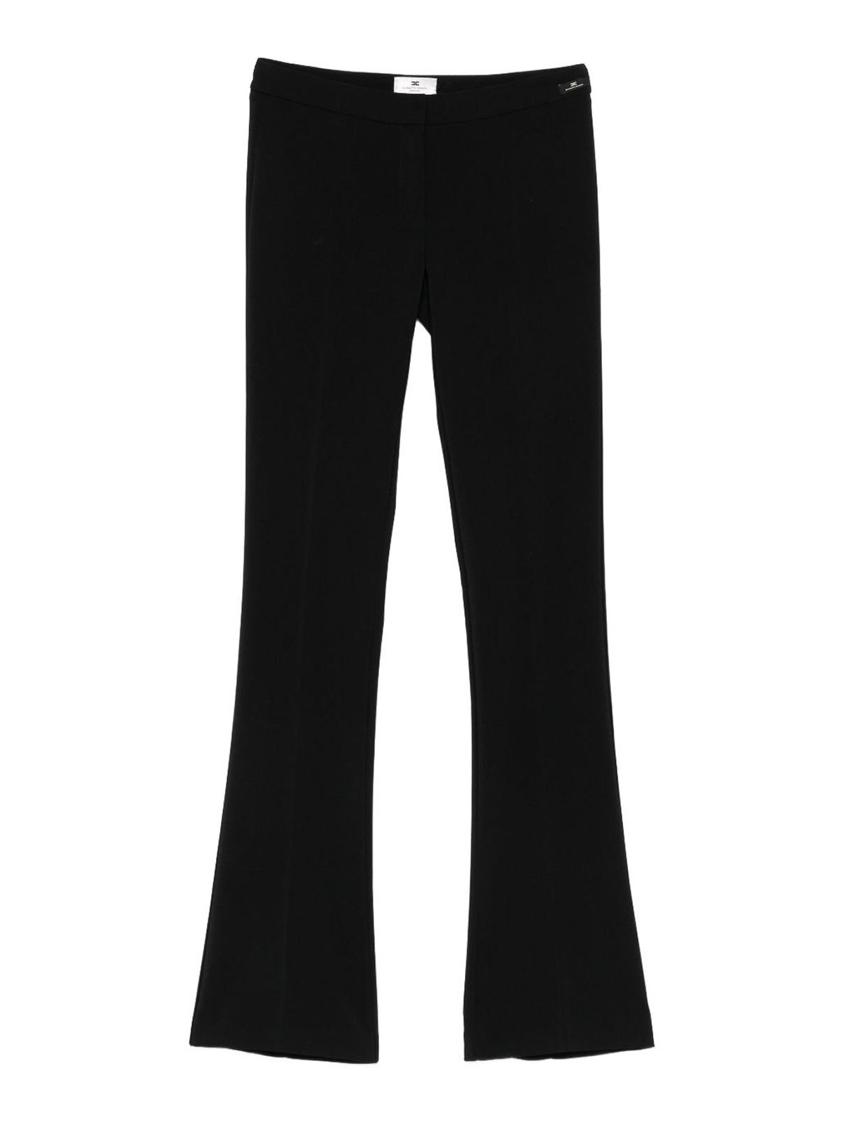 Elisabetta Franchi Flared Trousers With Button Detail And Ribbed Texture In Black
