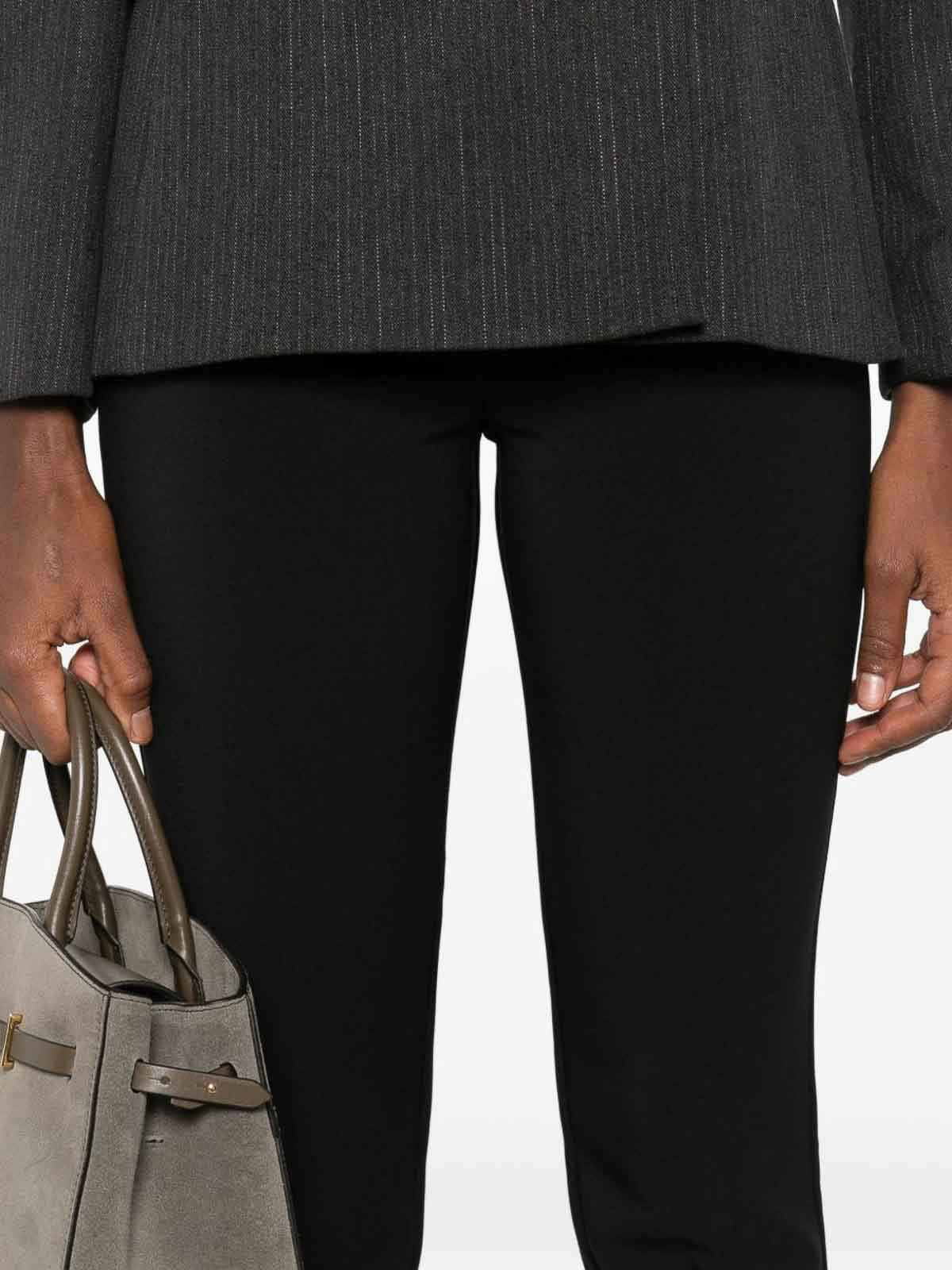 Elisabetta Franchi Flared Trousers With Button Detail And Ribbed Texture In Black