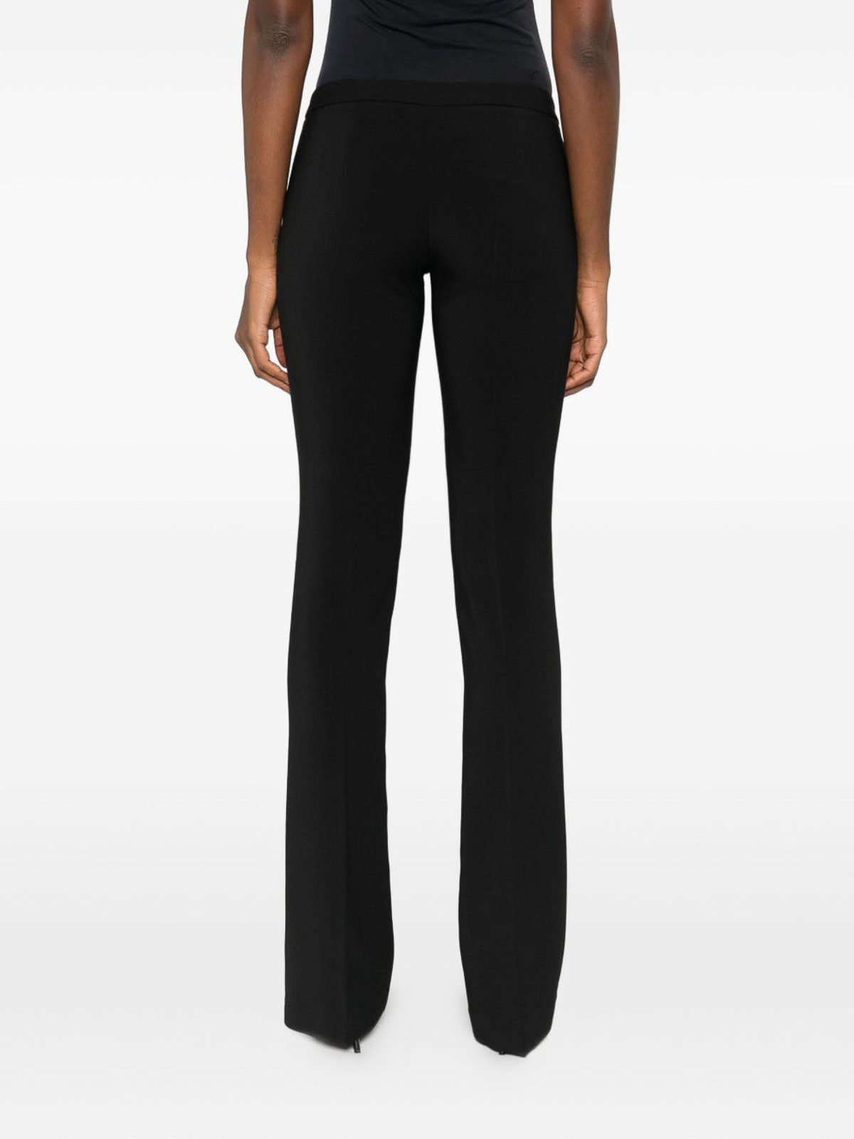 Elisabetta Franchi Flared Trousers With Button Detail And Ribbed Texture In Black