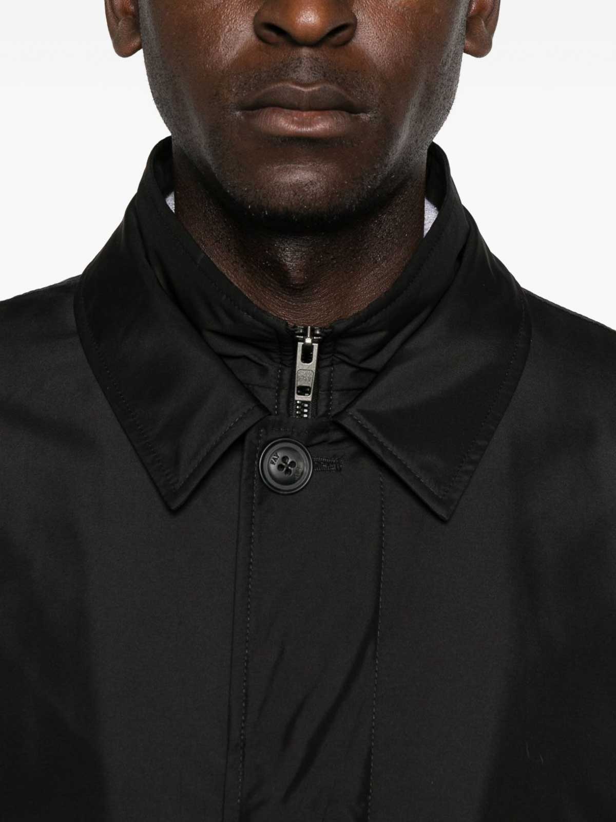 Fay Modern Black Coat With Concealed Zipper In Black