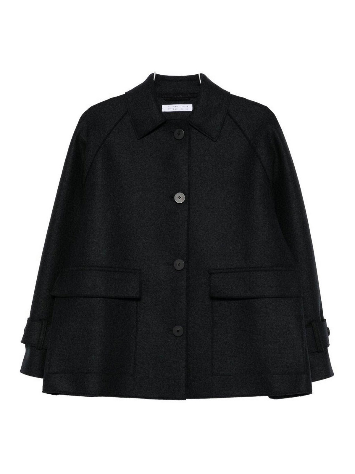 Harris Wharf London Short Structured Coat With Classic Collar In Blue