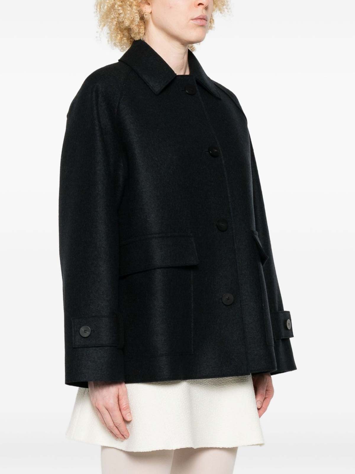 Harris Wharf London Short Structured Coat With Classic Collar In Blue
