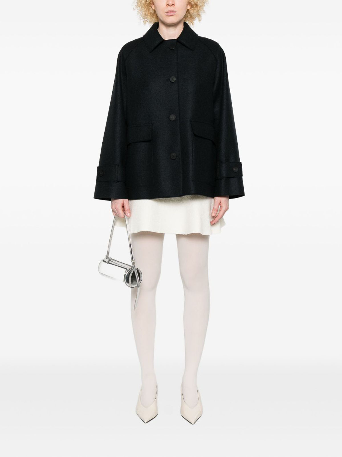 Harris Wharf London Short Structured Coat With Classic Collar In Blue