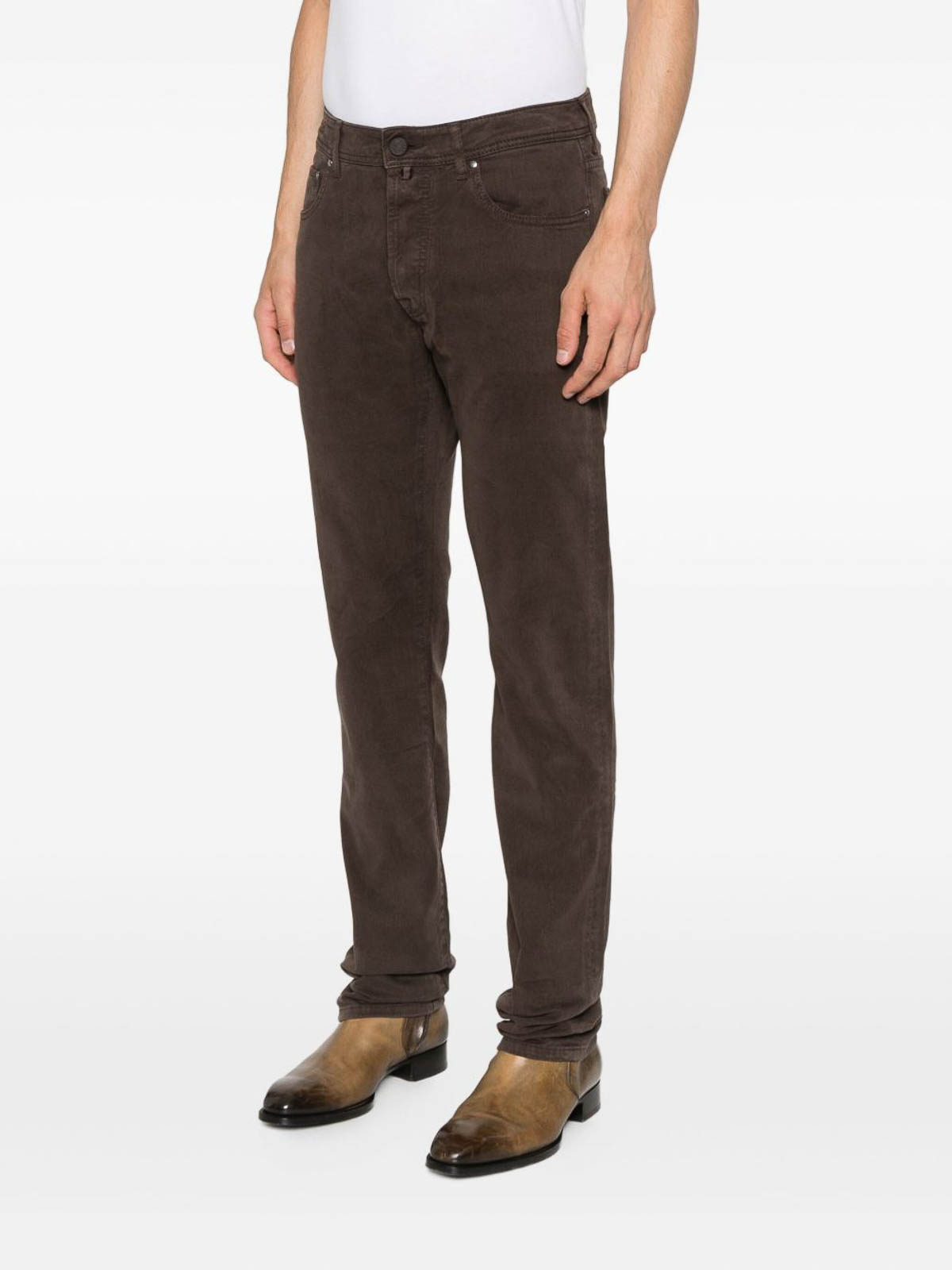 Jacob Cohen Button-fly Trousers In Brown