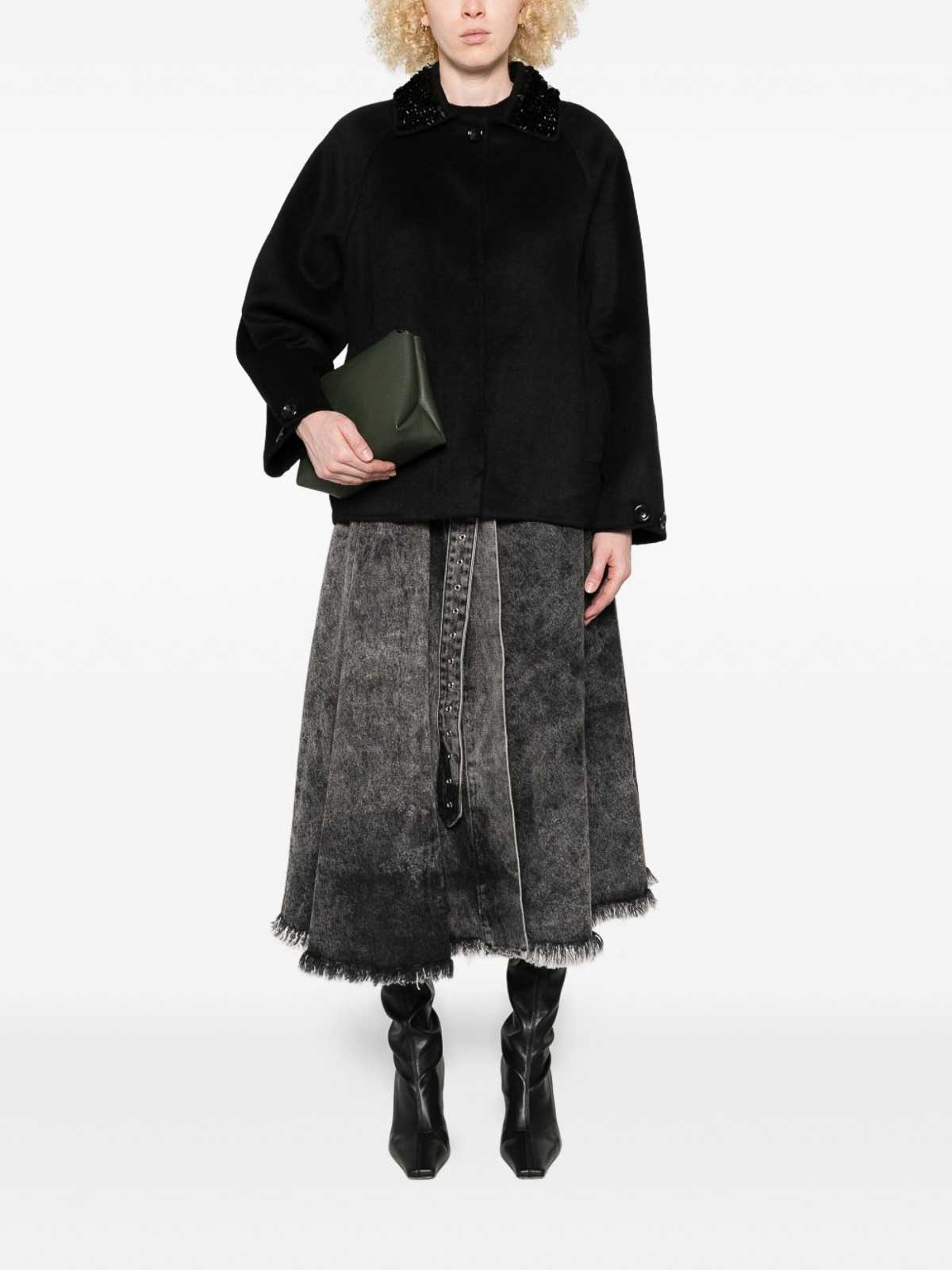 Liu •jo Embellished-collar Jacket In Black