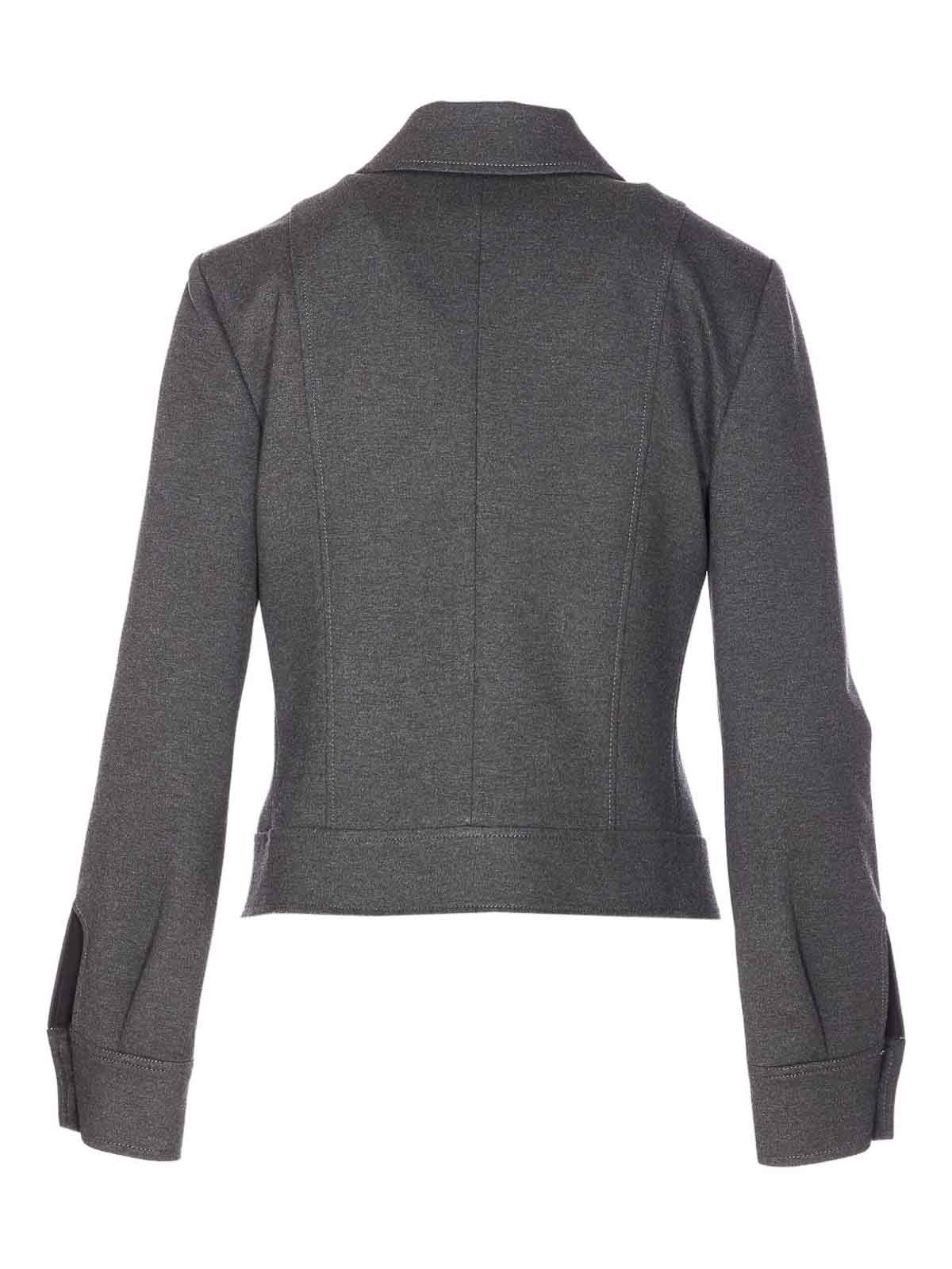 Liu •jo Logo-button Point-collar Jacket In Gray