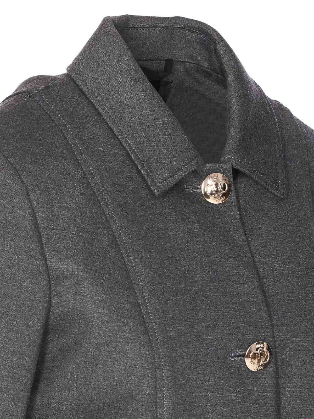 Liu •jo Logo-button Point-collar Jacket In Gray