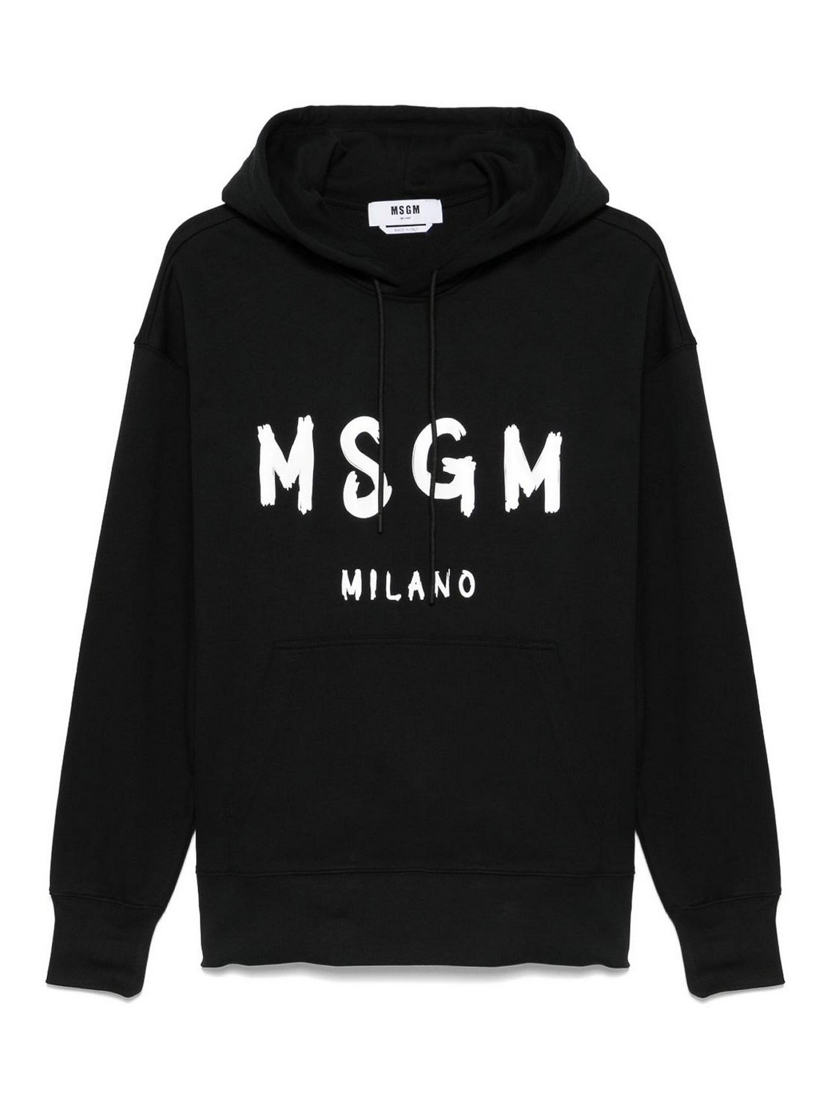 Msgm Black Cotton Crewneck Sweatshirt With Logo