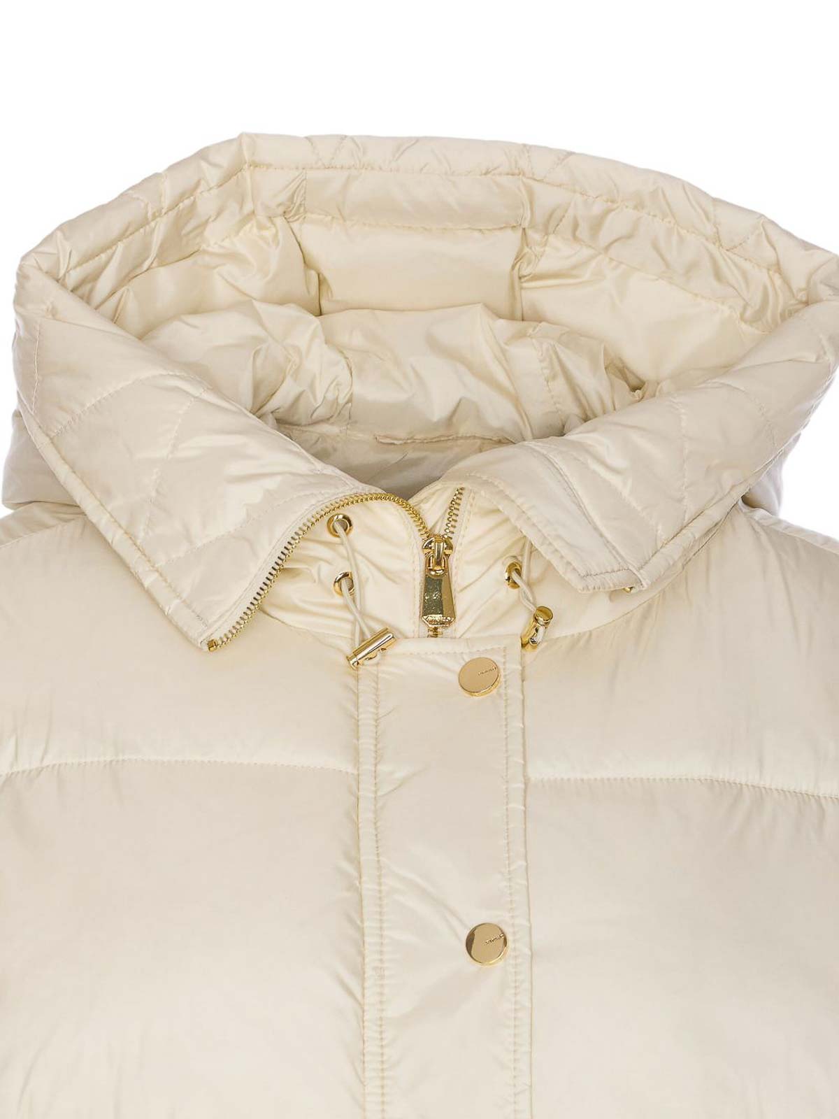 Pinko Cropped Puffer Jacket With High Collar In Yellow