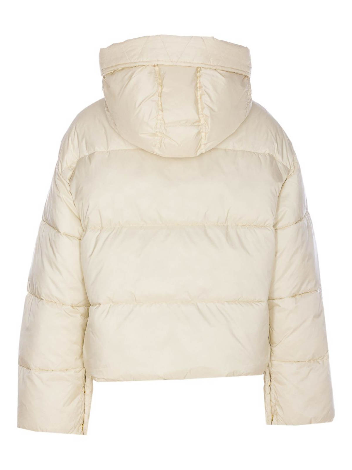 Pinko Cropped Puffer Jacket With High Collar In Yellow